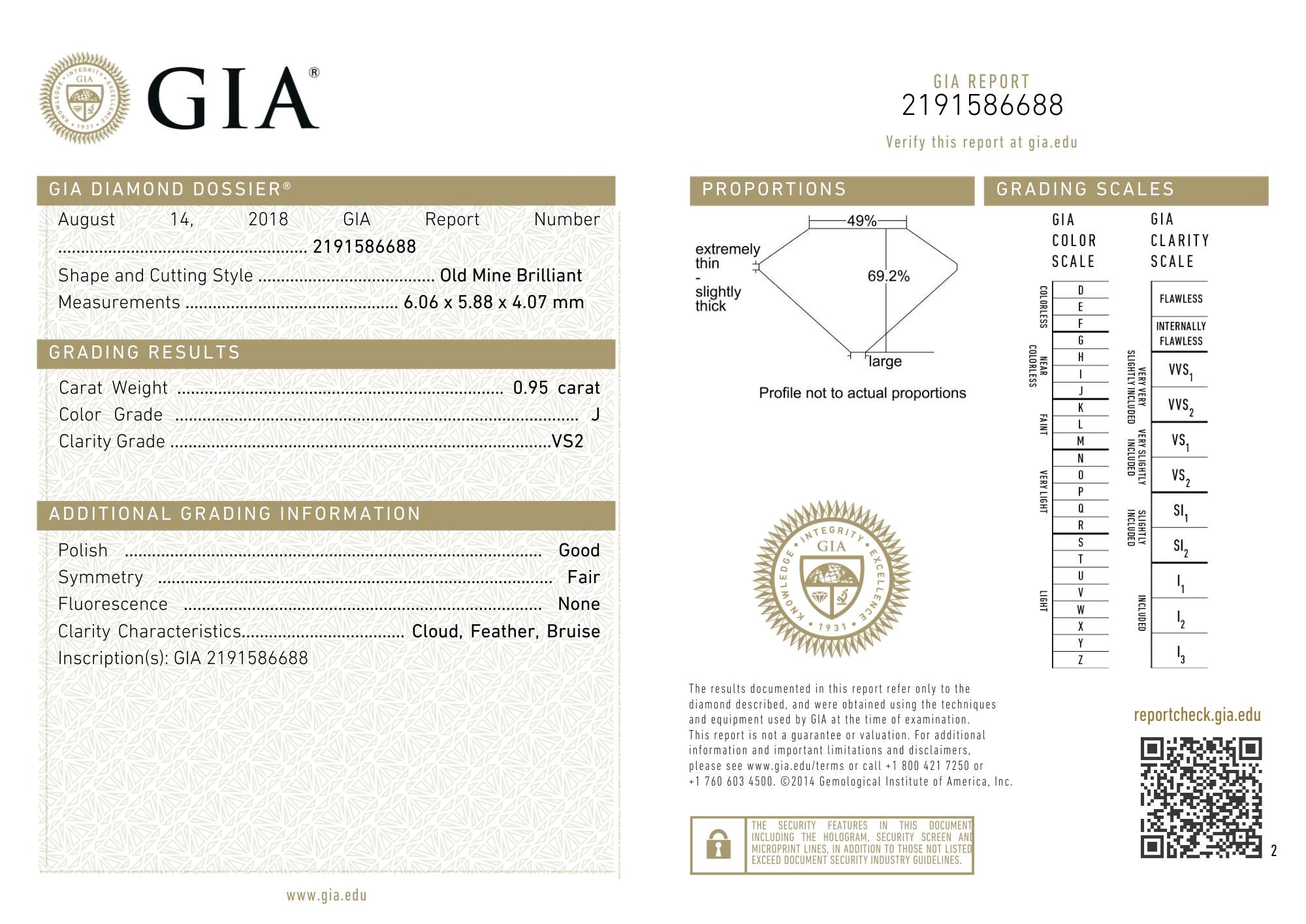 Edwardian 1.25 CTW Mine Diamond Platinum Scrolled Filigree Engagement Ring GIA