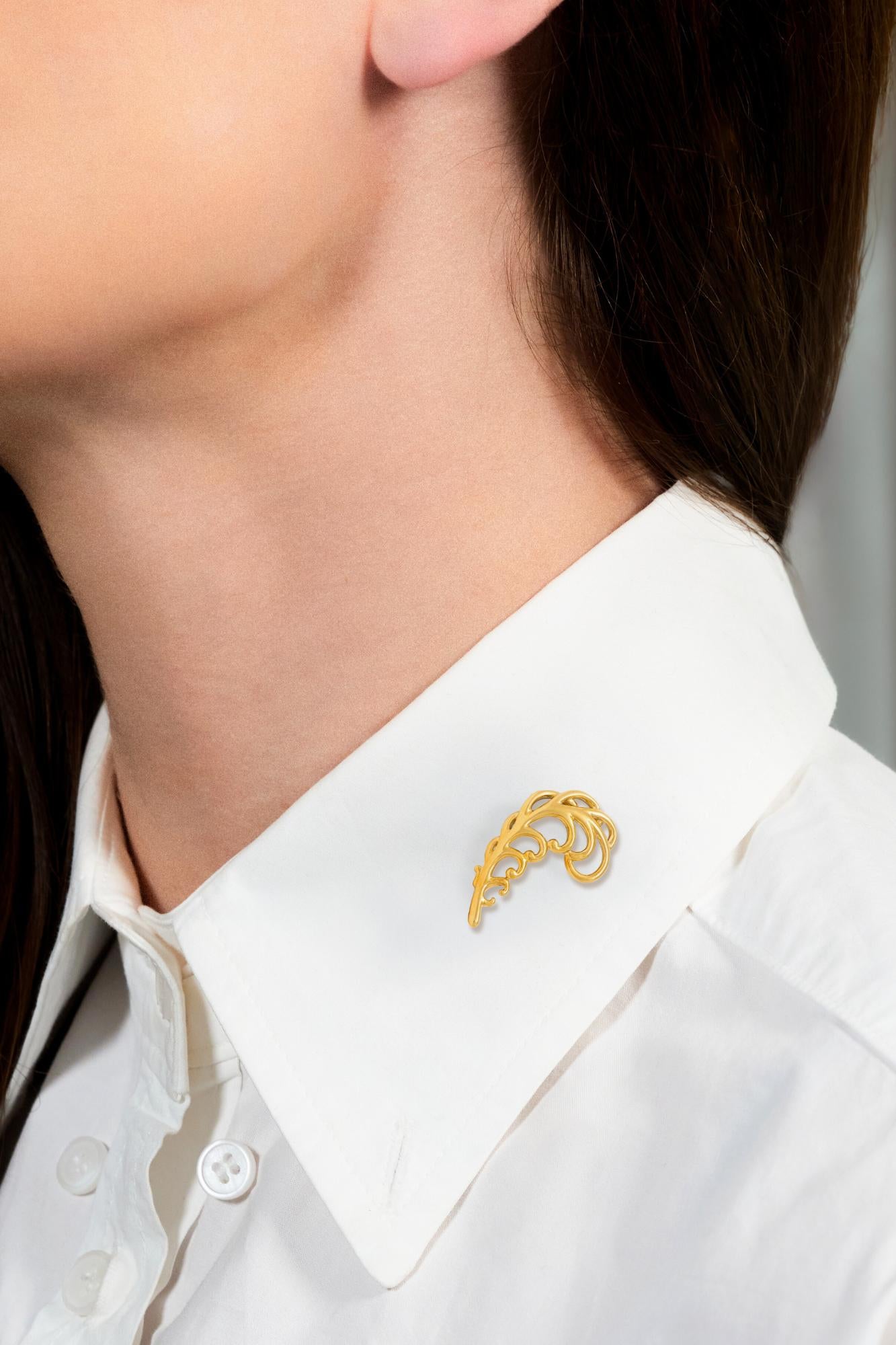 Paloma Picasso Tiffany & Co. 1989 18K Yellow Gold Vintage Feather Plume Brooch