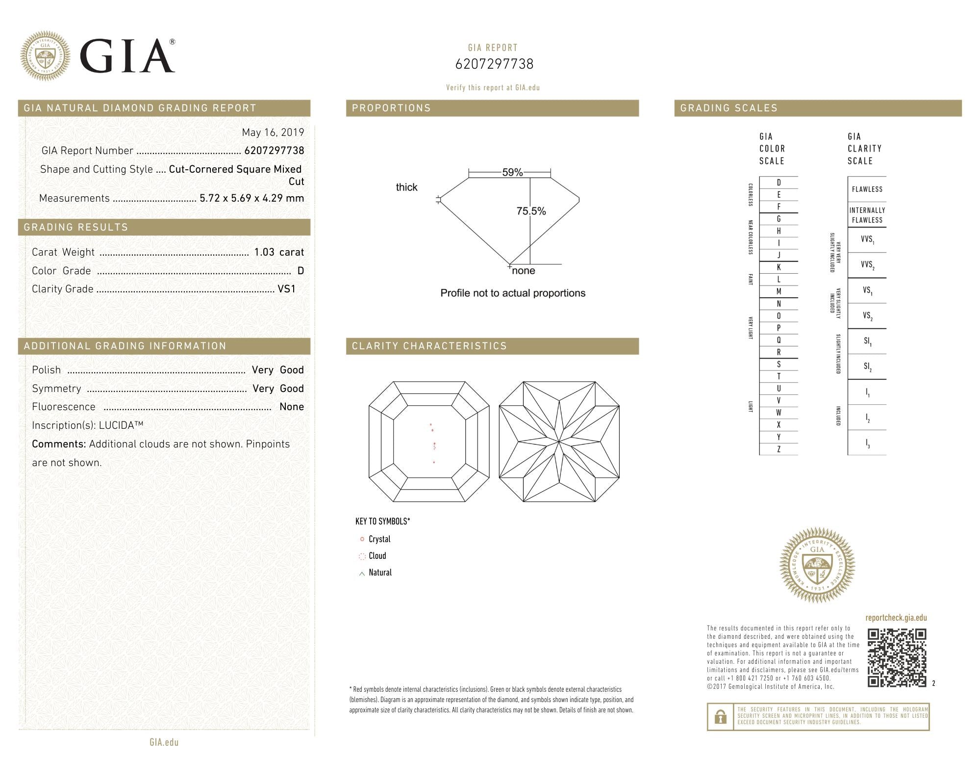 Tiffany & Co. 1.03 CTW Lucida Diamond Platinum Vintage Engagement Ring GIA
