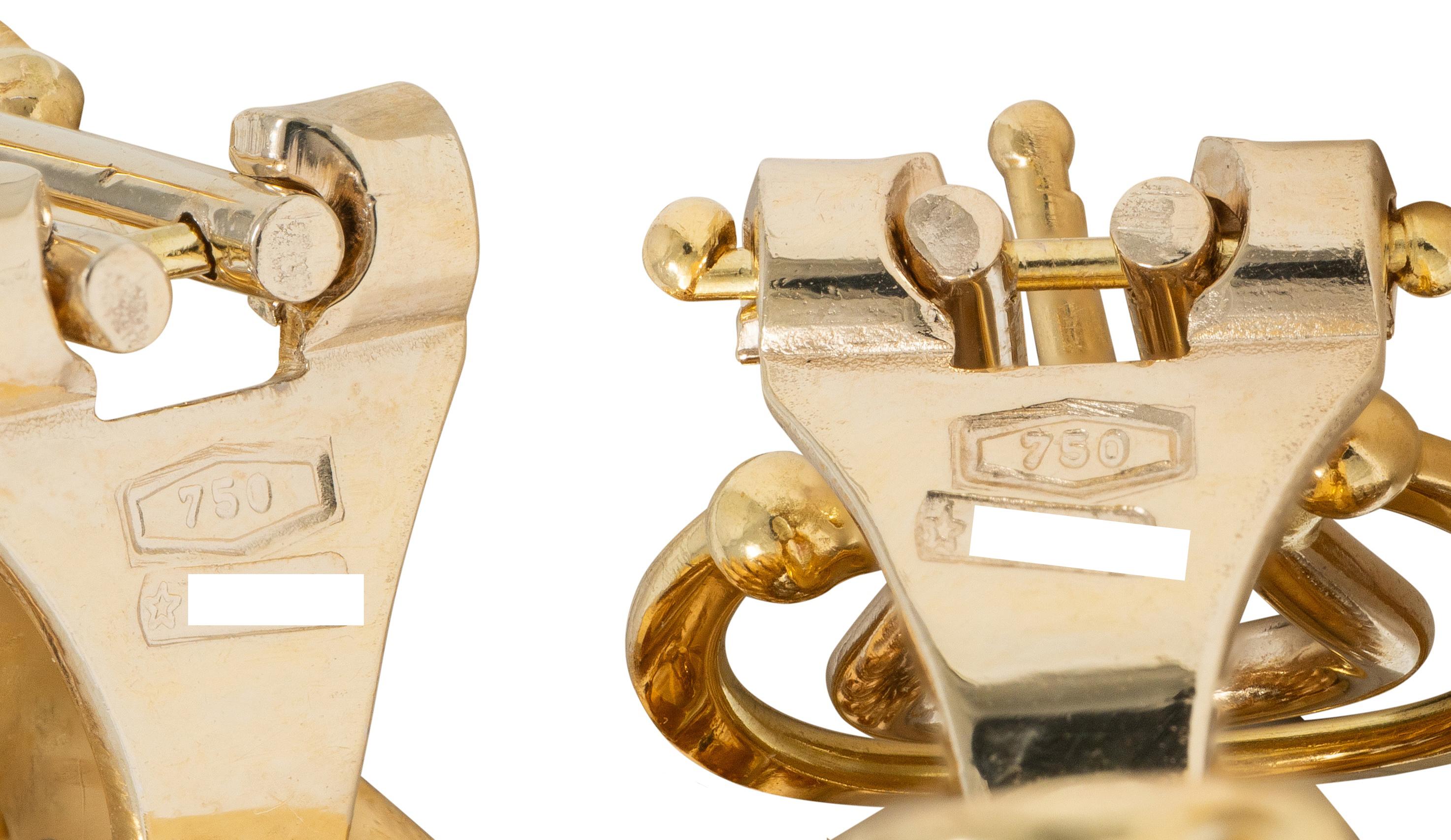 Contemporary 18 Karat Tri-Gold Coil Door Knocker Earrings