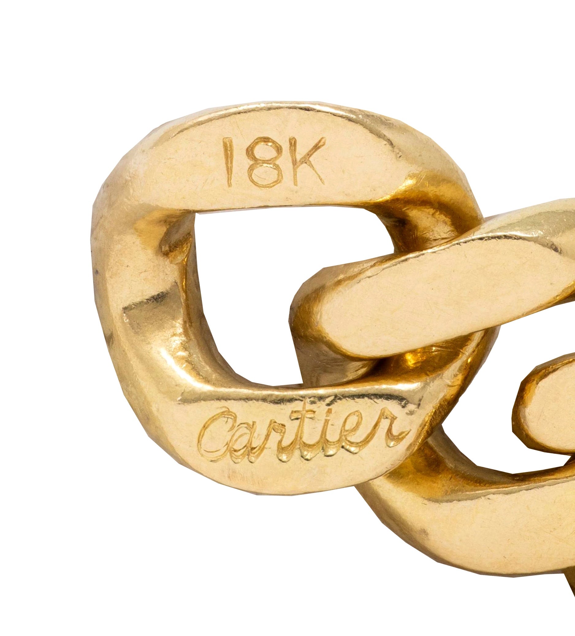 Cartier 1970's Diamond 18 Karat Yellow Gold Platinum Vintage Curb Link Unisex Chain Bracelet Necklace