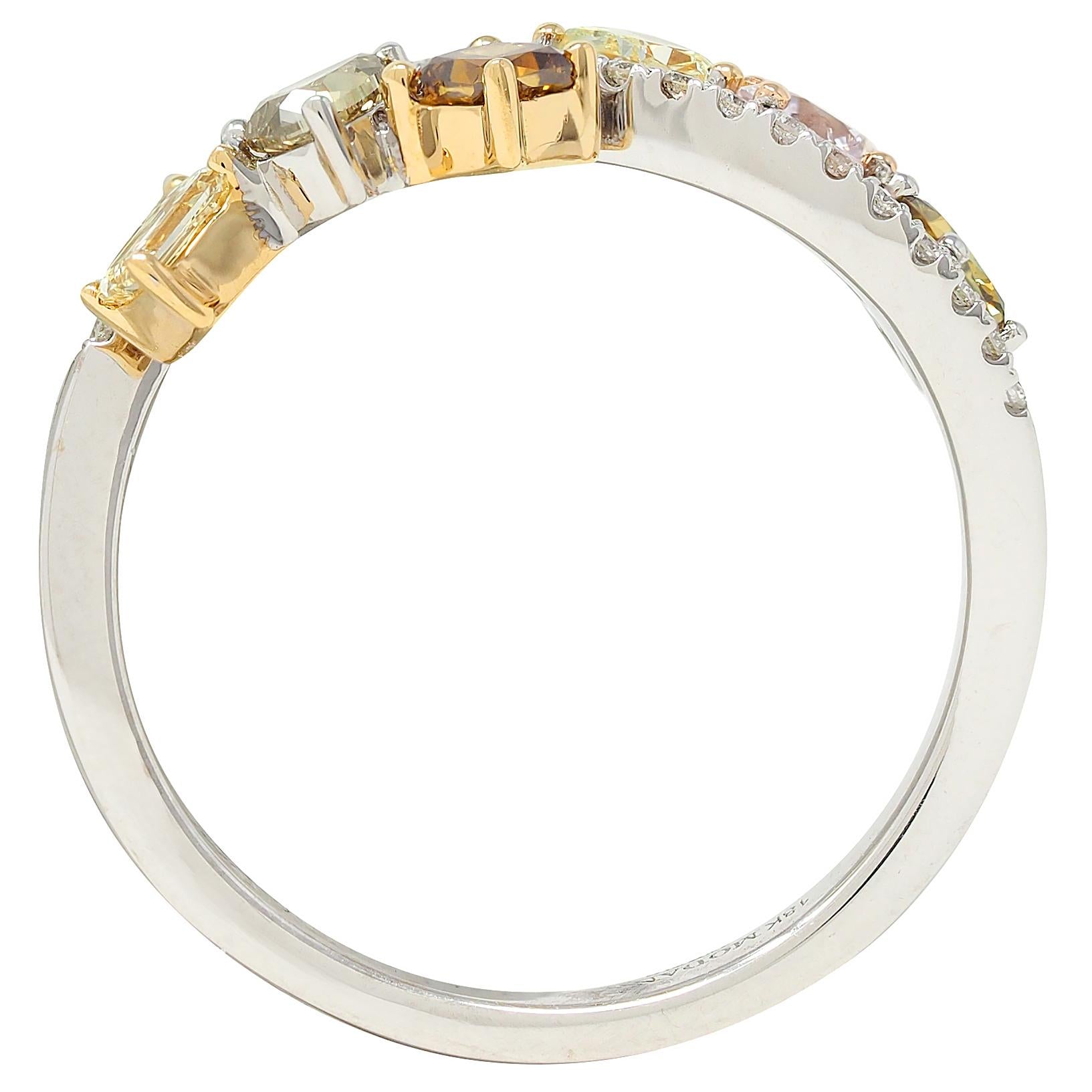 Modani Contemporary Fancy Diamond 18 Karat Two-Tone Gold Band Ring