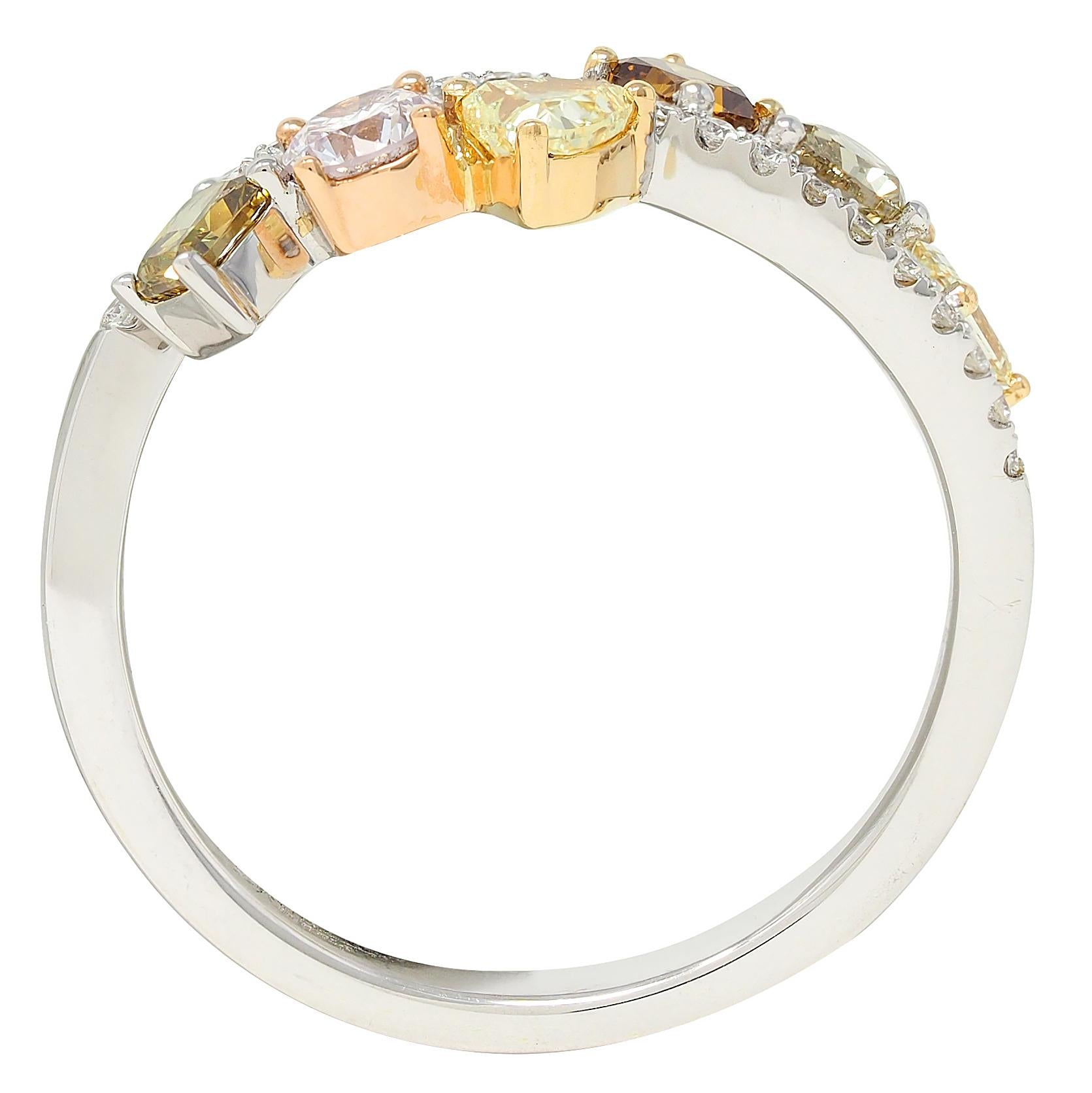 Modani Contemporary Fancy Diamond 18 Karat Two-Tone Gold Band Ring