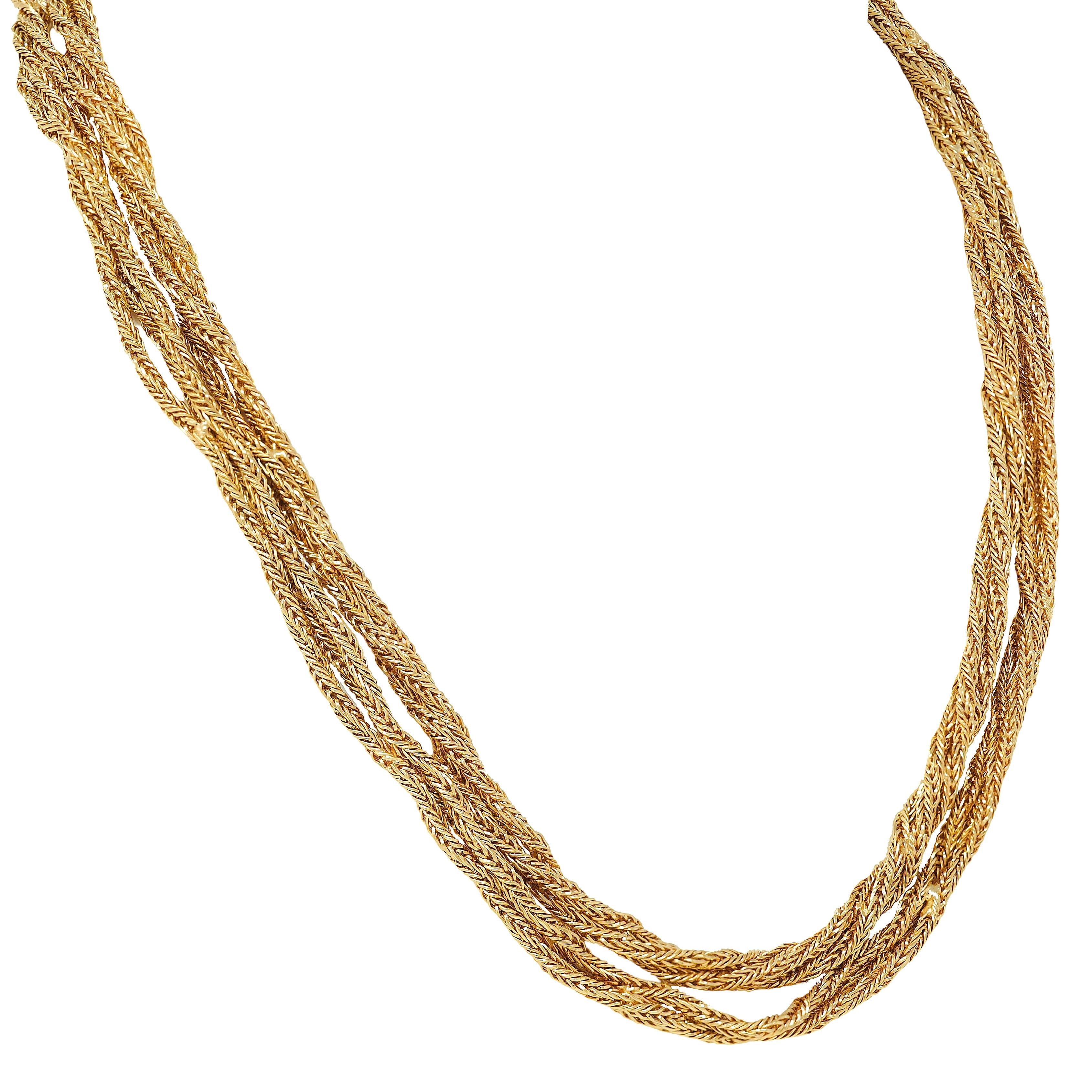 Tiffany & Co. 1960's 18K Gold Twisted Rope Vintage Multi-Strand Necklace
