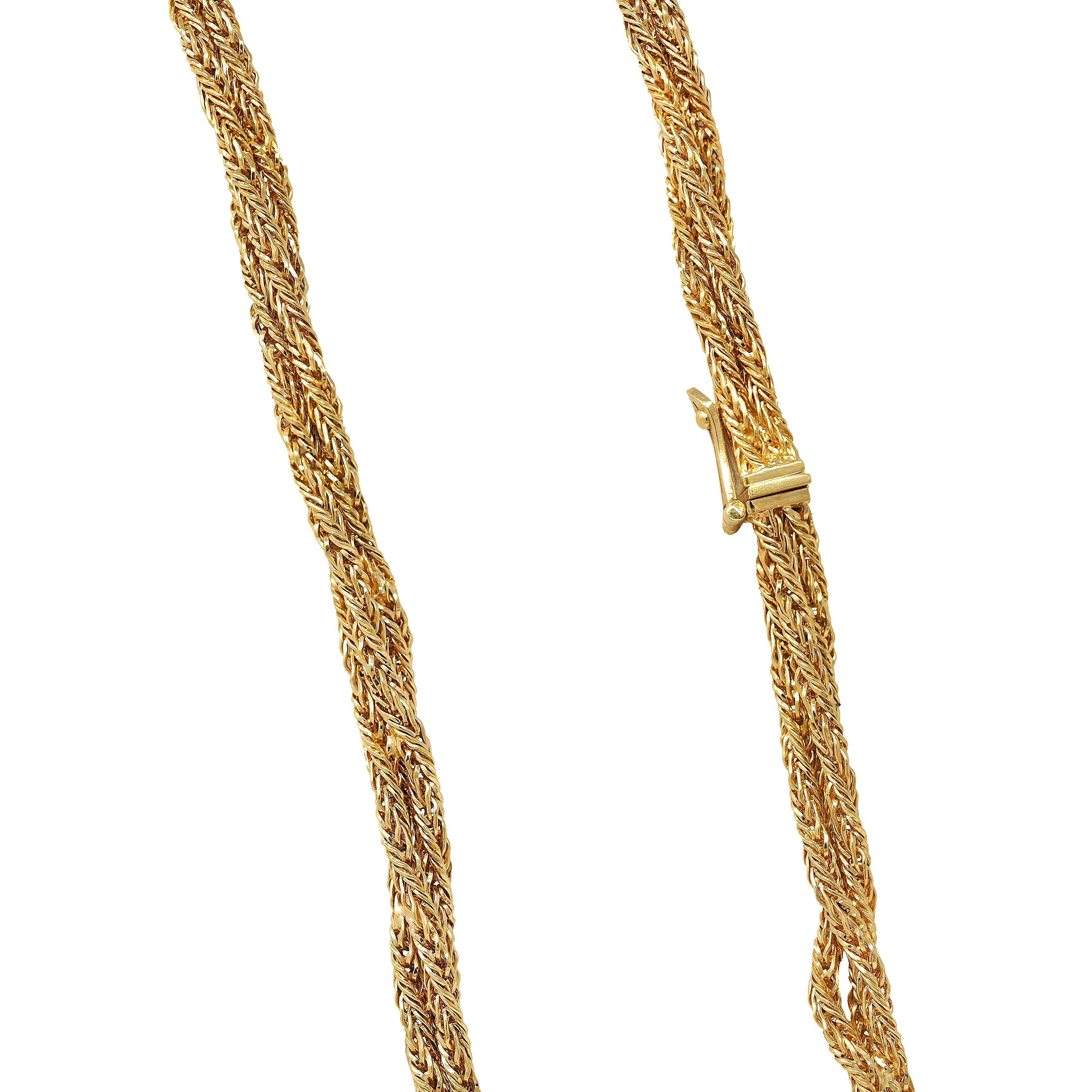 Tiffany & Co. 1960's 18K Gold Twisted Rope Vintage Multi-Strand Necklace