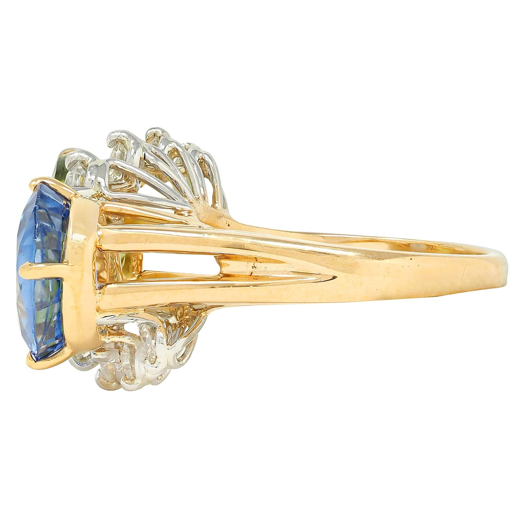 Oscar Heyman Sapphire Peridot Diamond Platinum 18K Gold Vintage Toi-Et-Moi Ring