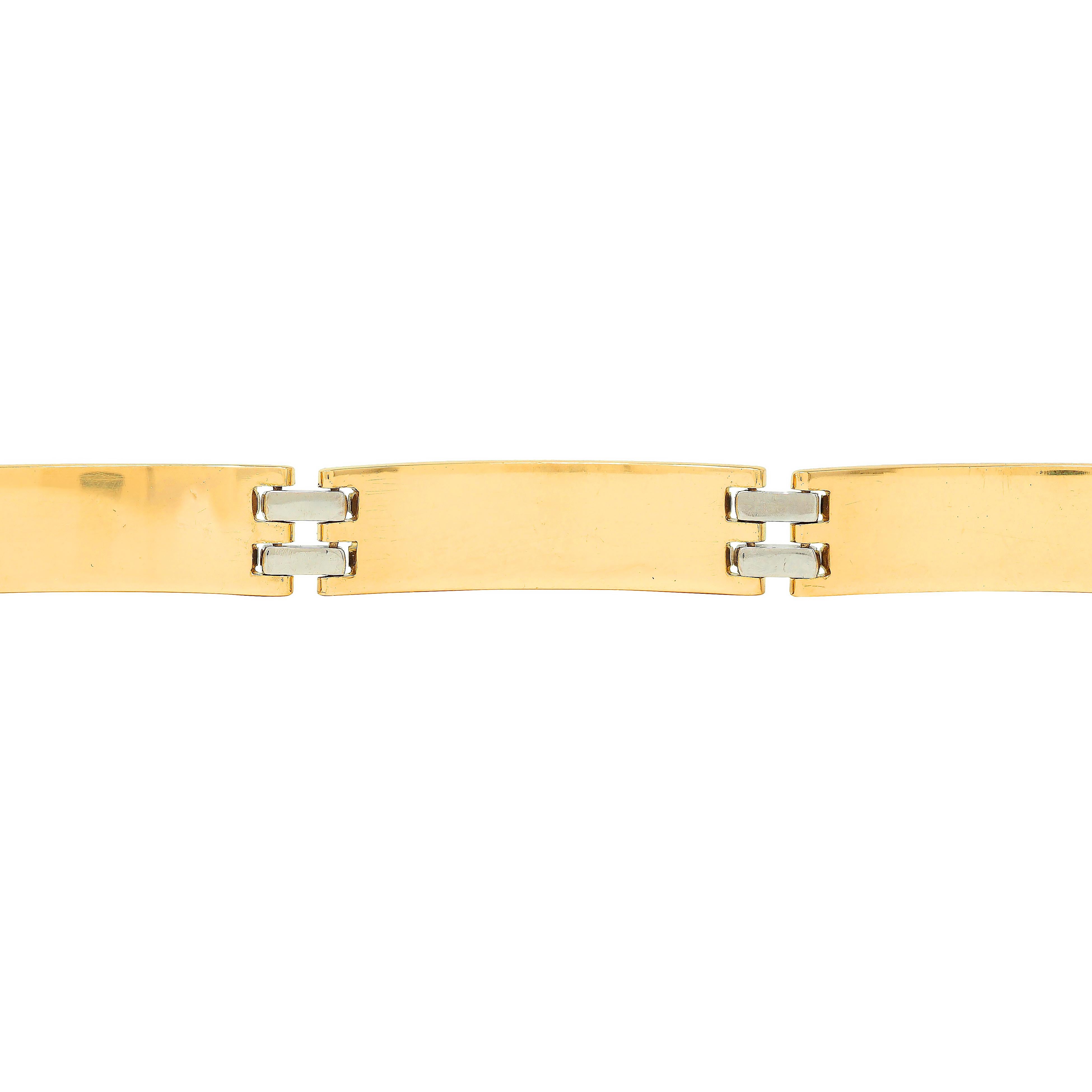 Bulgari French 1960's Platinum 18 Karat Yellow Gold Vintage Fluted Link Bracelet