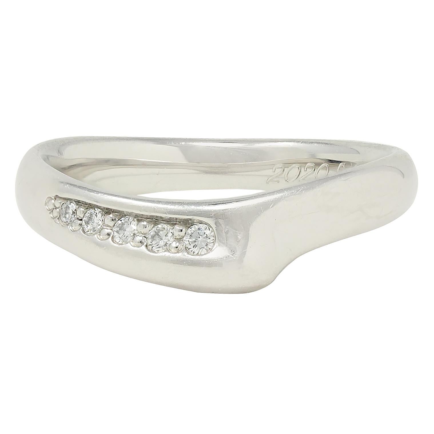 Elsa Peretti Tiffany & Co. 2020 Diamond Platinum Contour Open Heart Band Ring