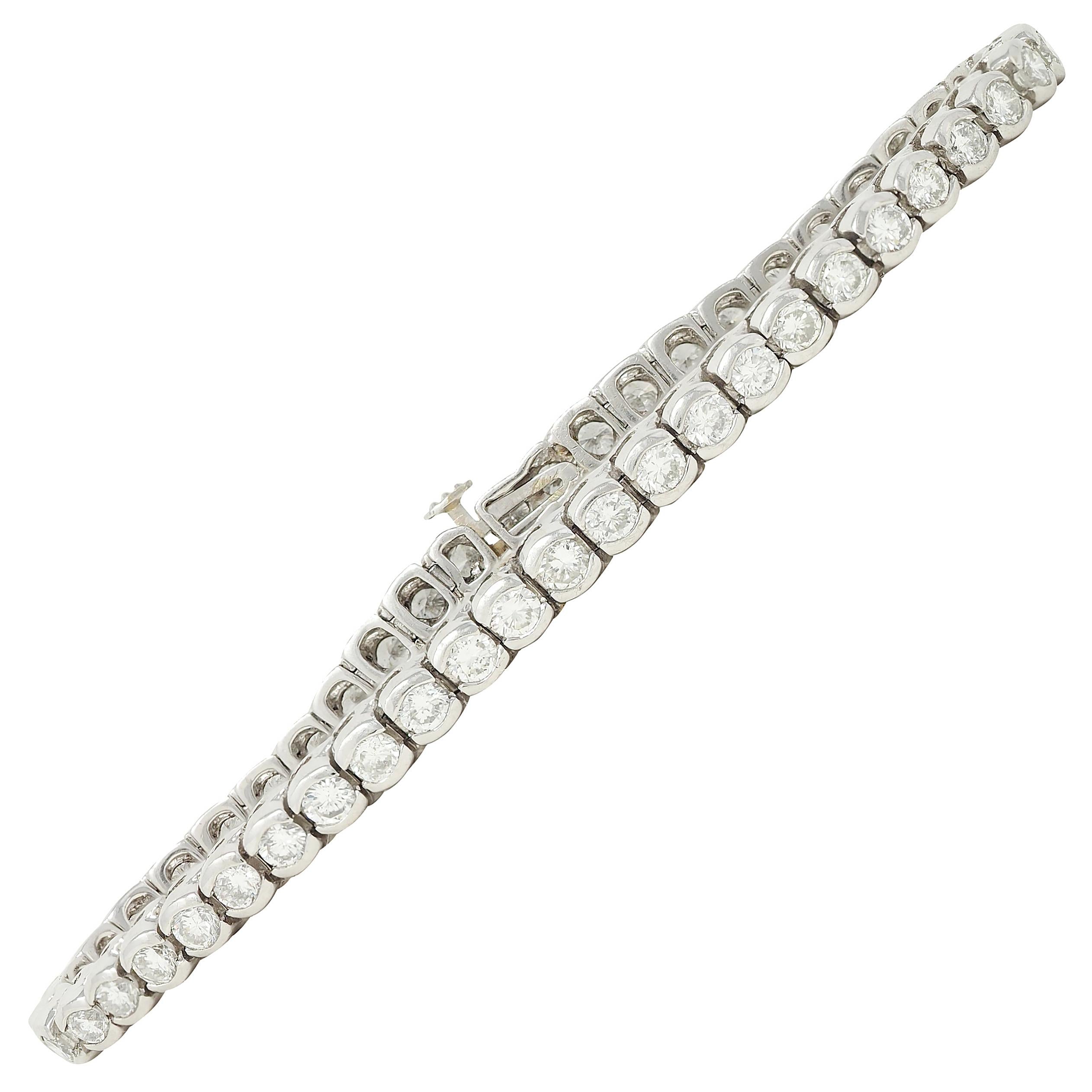 Contemporary 5.00 CTW Diamond Platinum Vintage Semi-Bezel Line Bracelet