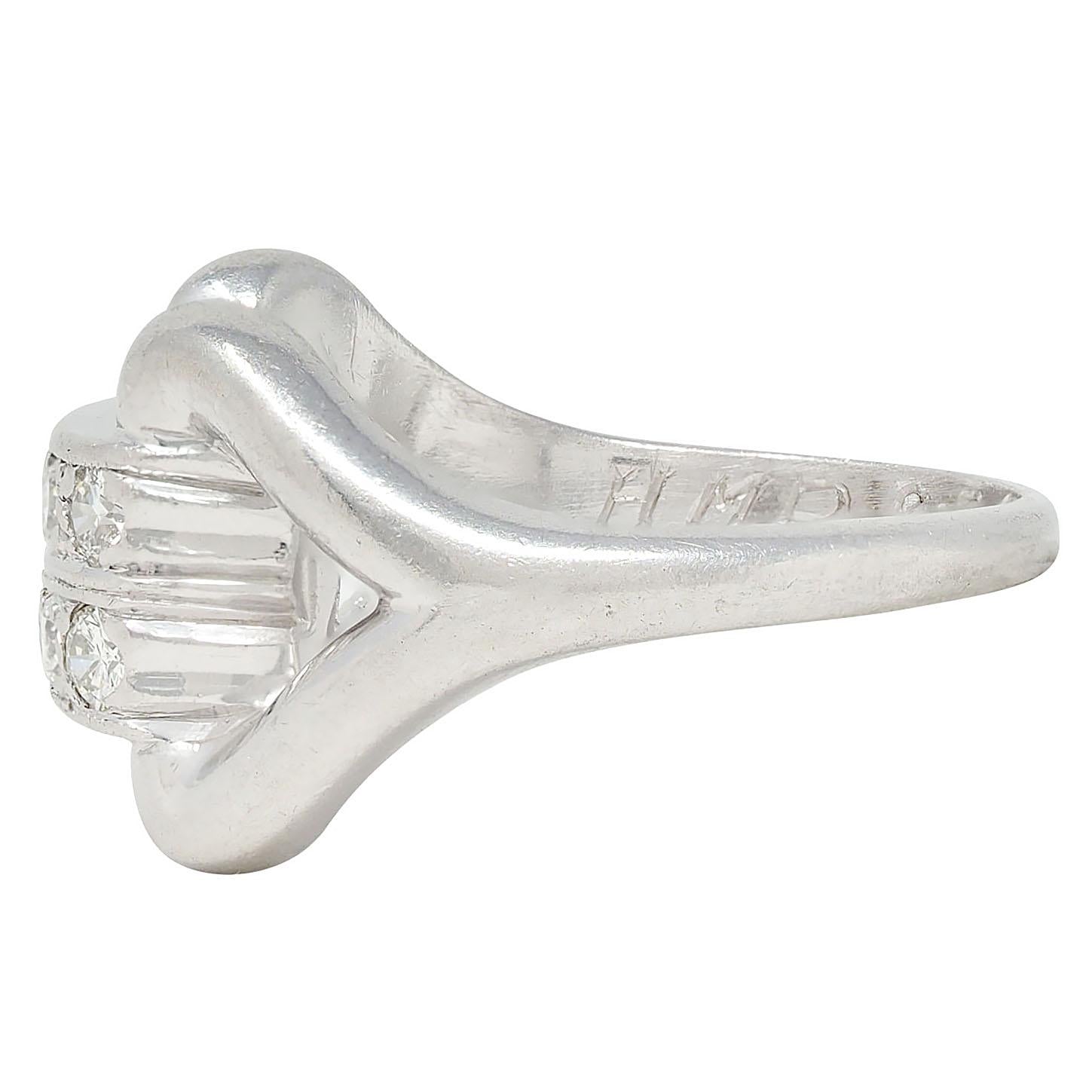 Fulmer & Co. 1943 Diamond Platinum Double Row Vintage Buckle Ring