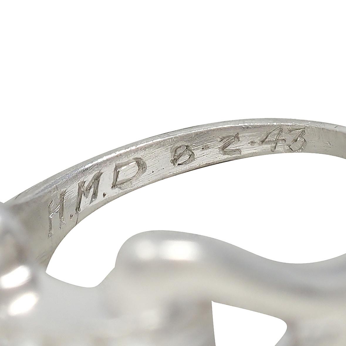 Fulmer & Co. 1943 Diamond Platinum Double Row Vintage Buckle Ring