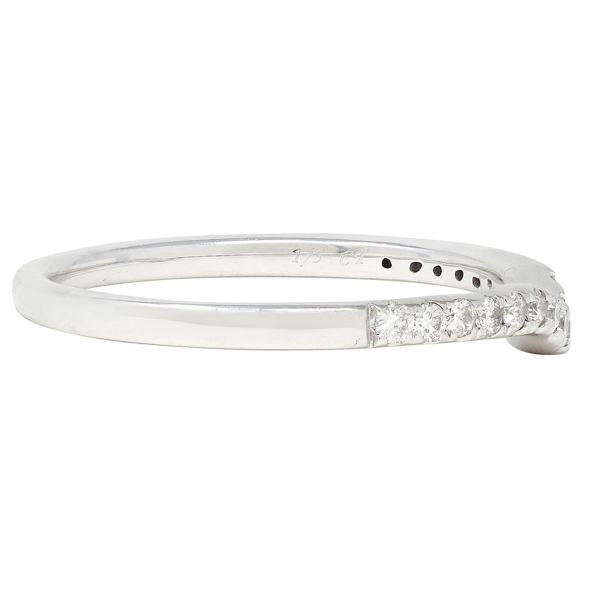 Contemporary Diamond 14 Karat White Gold Contour Wedding Band Ring