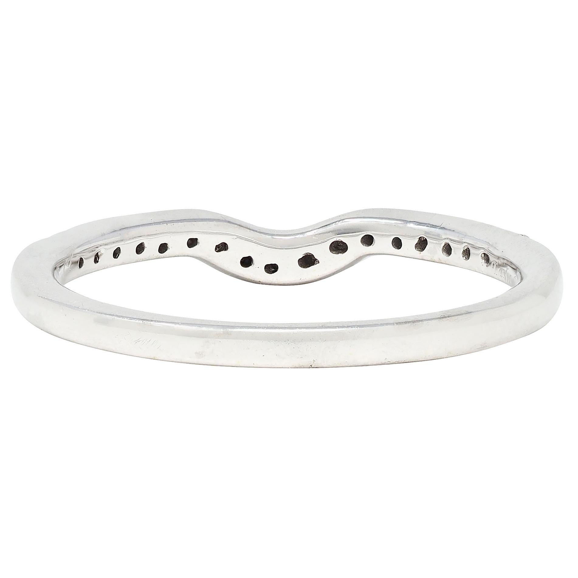Contemporary Diamond 14 Karat White Gold Contour Wedding Band Ring