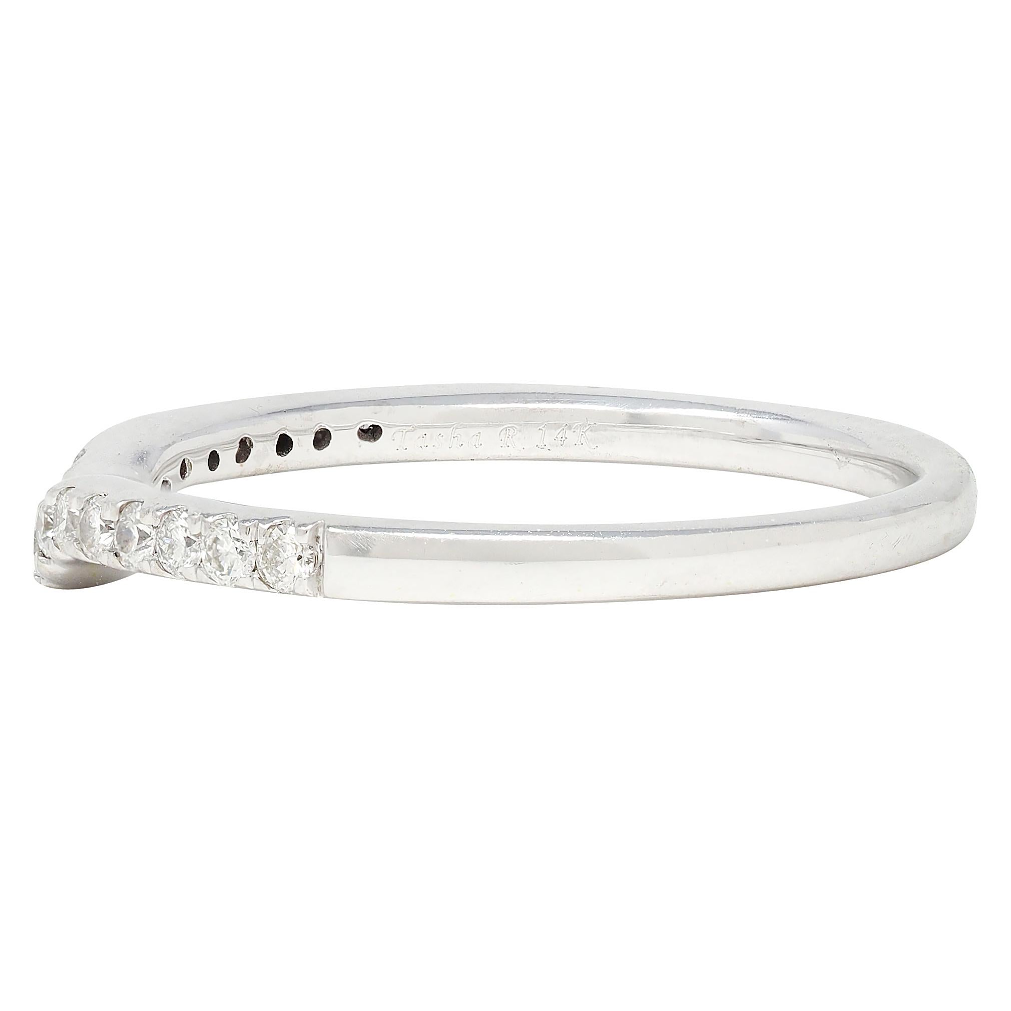 Contemporary Diamond 14 Karat White Gold Contour Wedding Band Ring
