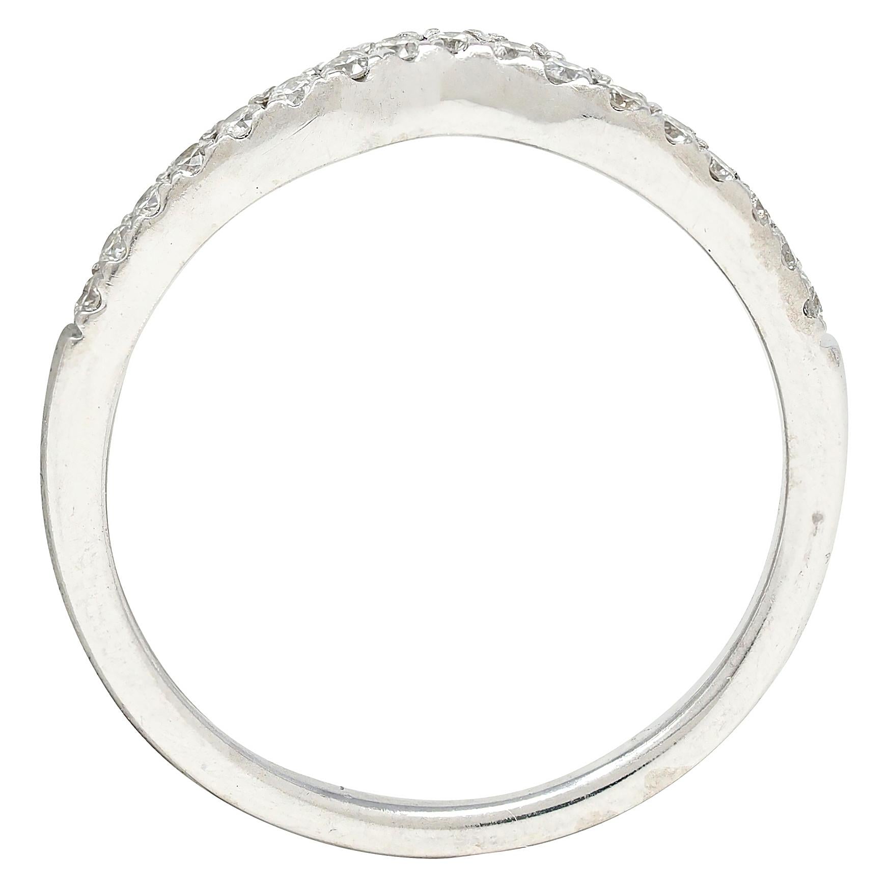 Contemporary Diamond 14 Karat White Gold Contour Wedding Band Ring