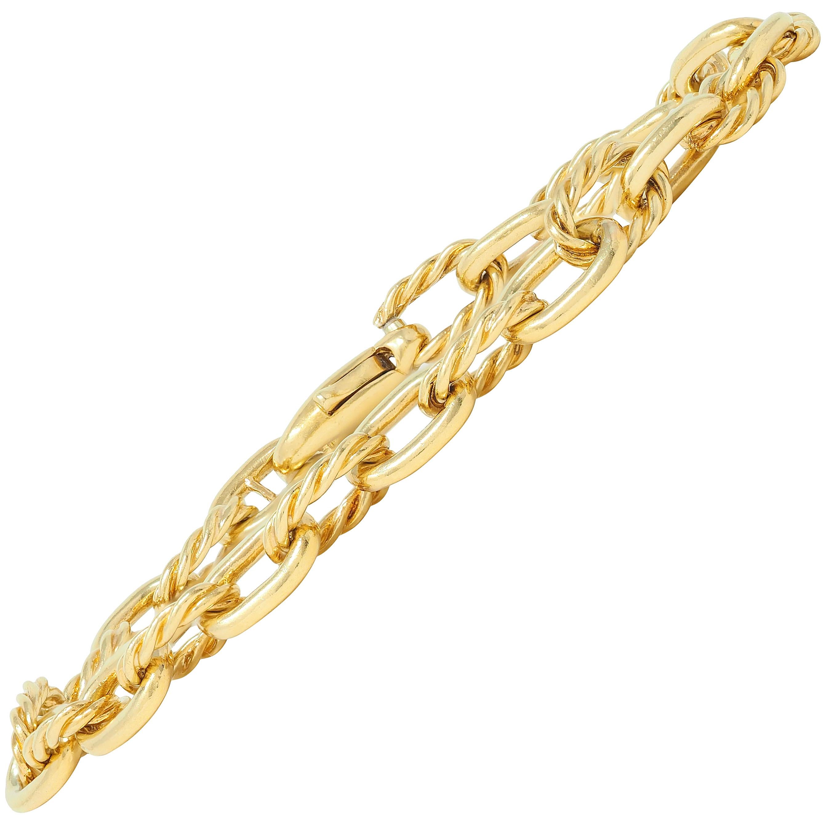 Tiffany & Co. 1960's 18 Karat Yellow Vintage Twisted Rope Link Chain Bracelet