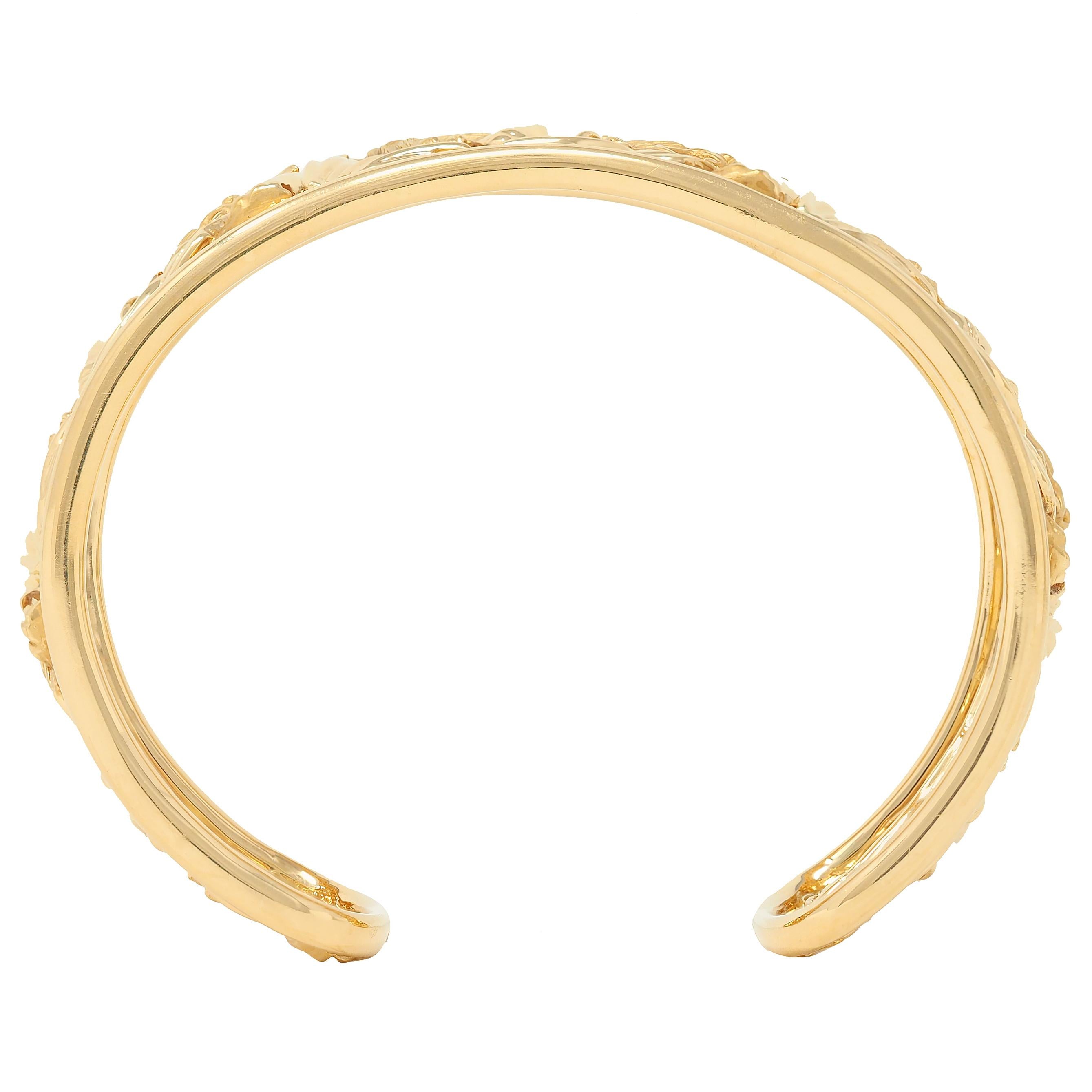Carrera y Carrera Diamond 18 Karat Yellow Gold Panther Animal Cuff Bracelet