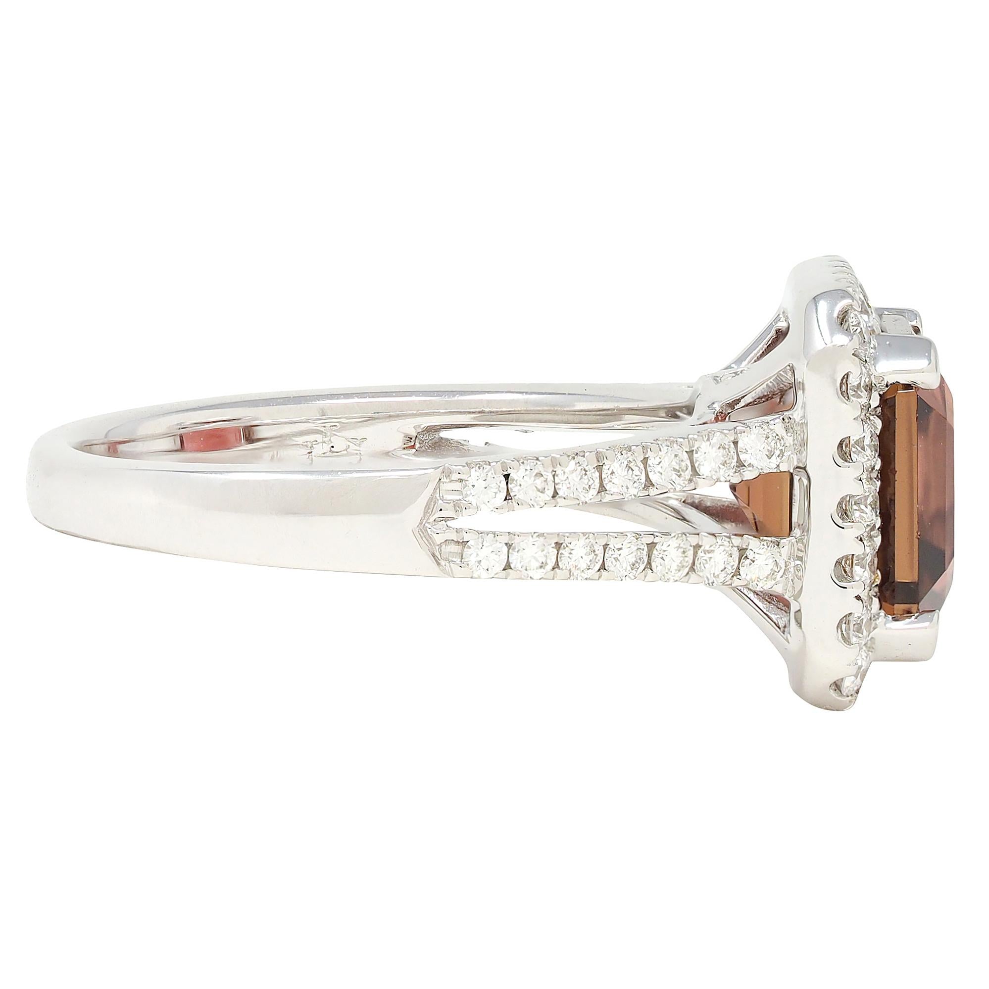 Contemporary 4.93 CTW Tourmaline Diamond 18 Karat White Gold Halo Ring