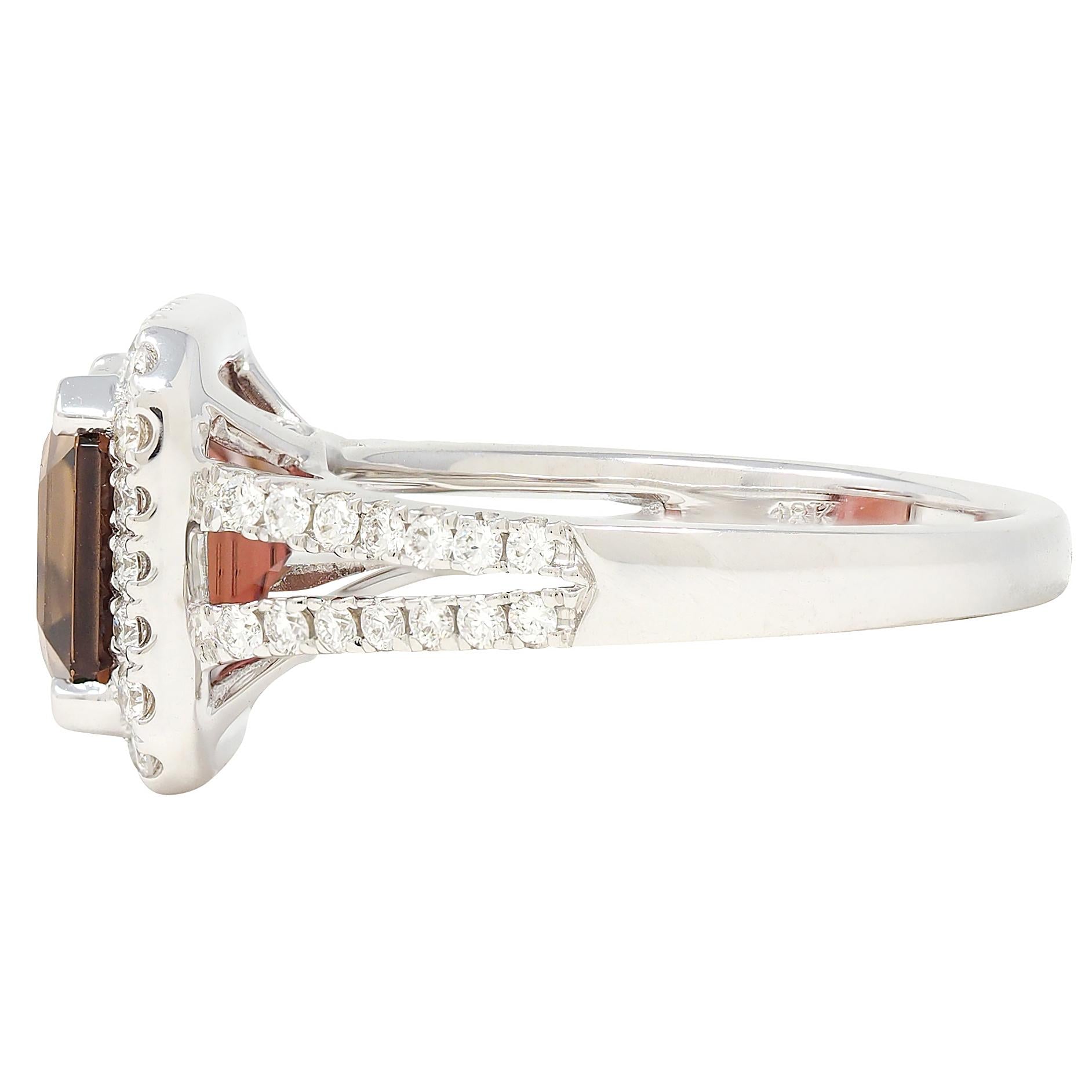 Contemporary 4.93 CTW Tourmaline Diamond 18 Karat White Gold Halo Ring