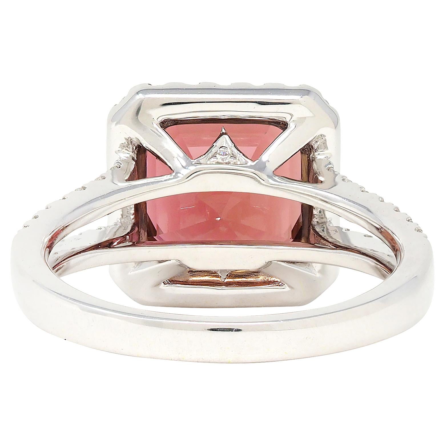 Contemporary 4.93 CTW Tourmaline Diamond 18 Karat White Gold Halo Ring