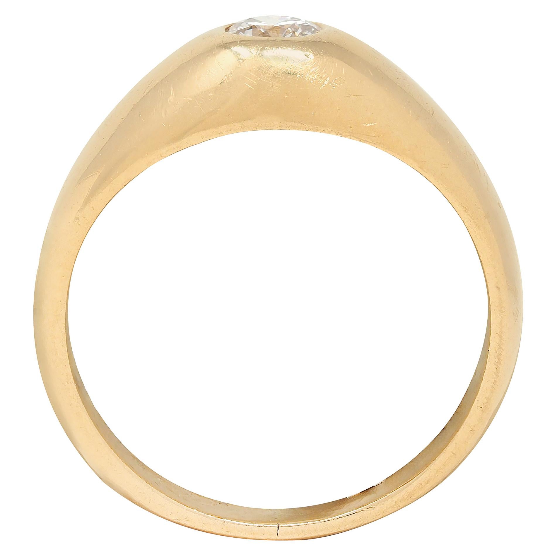 1960's Transitional Cut Diamond 14K Gold Vintage Solitaire Engagement Ring