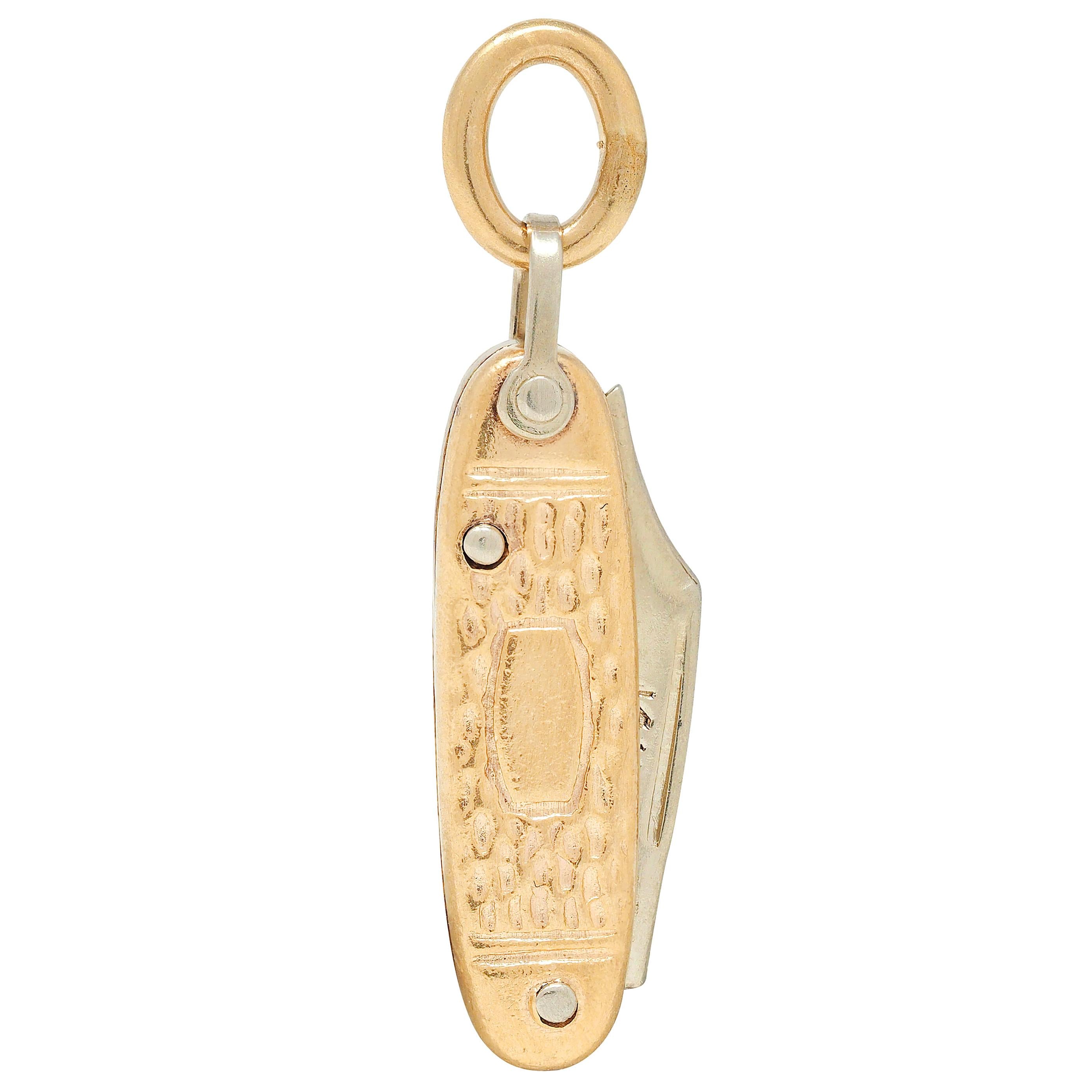 1960's 14 Karat Two-Tone Gold Vintage Pocket Knife Pendant Charm
