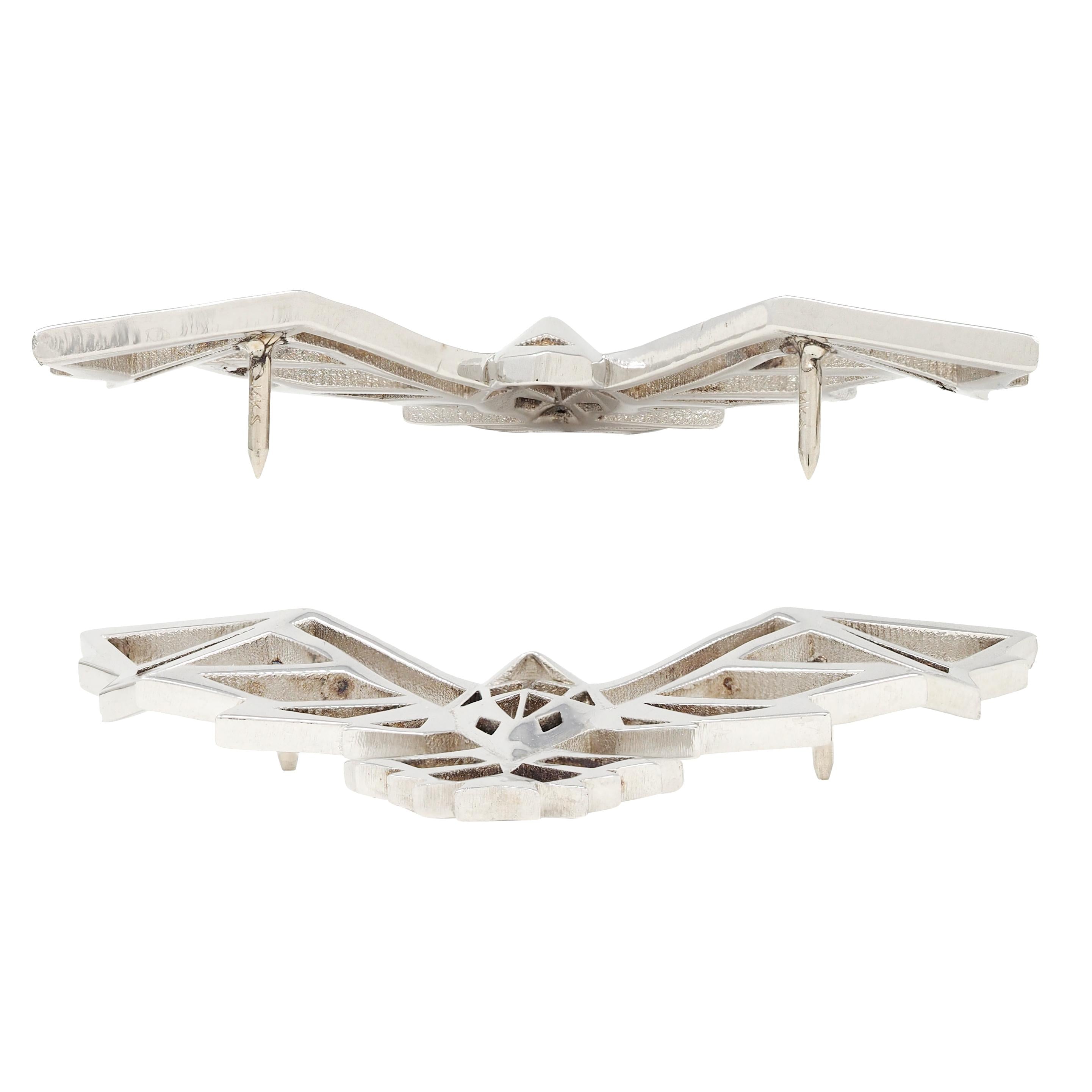 BRASH Platinum Faceted Geometric GEO Eagle Unisex Brooch Pin