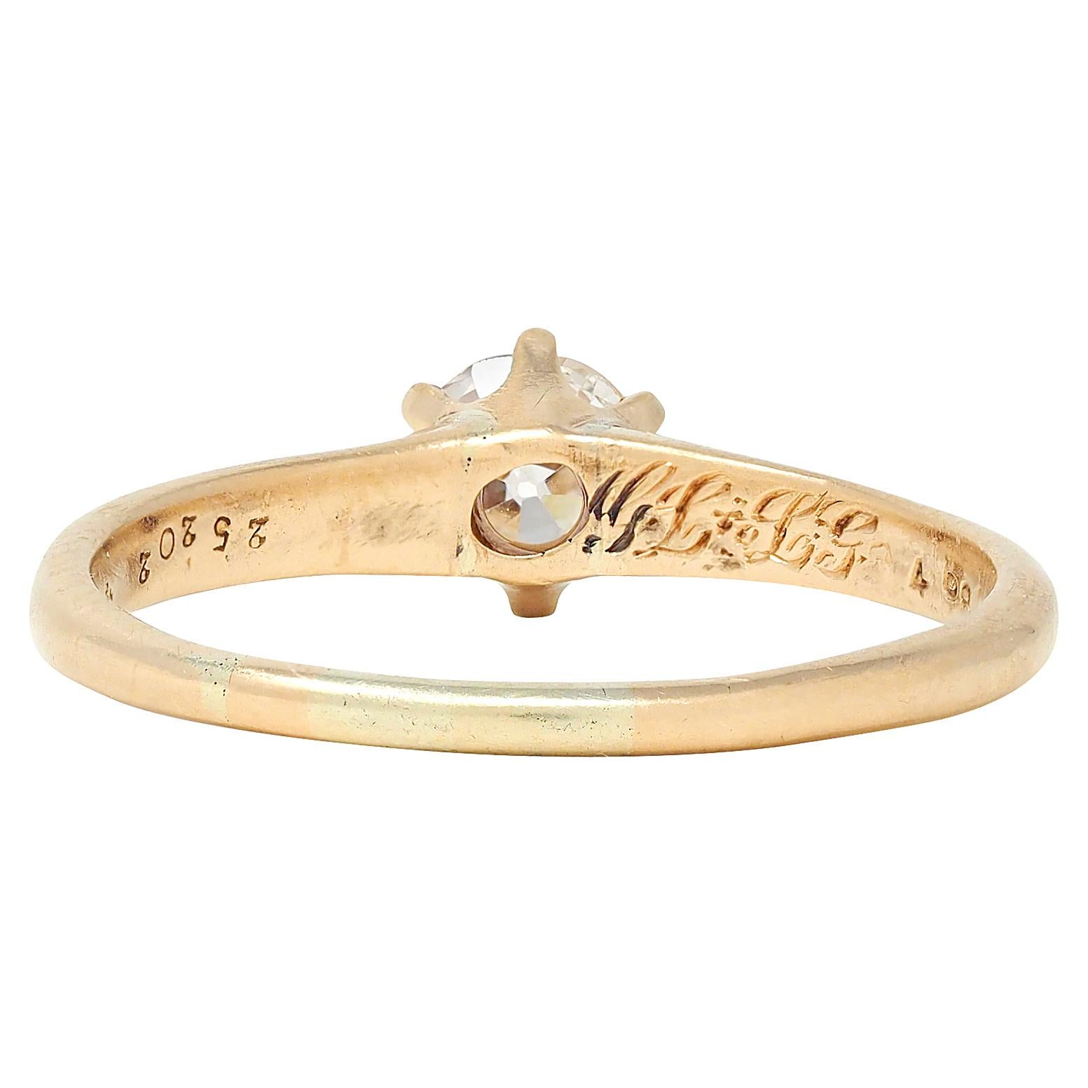 Victorian 0.45 CTW Old Mine Cut 14K Gold Antique Solitaire Engagement Ring