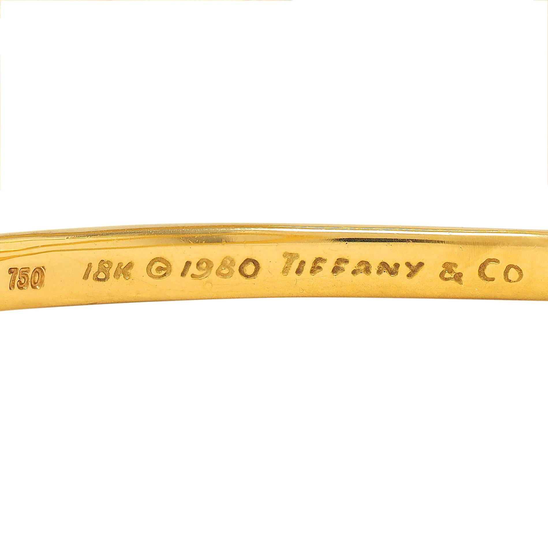 Tiffany & Co. 1980 18 Karat Yellow Gold Vintage Wave Cuff Bracelet