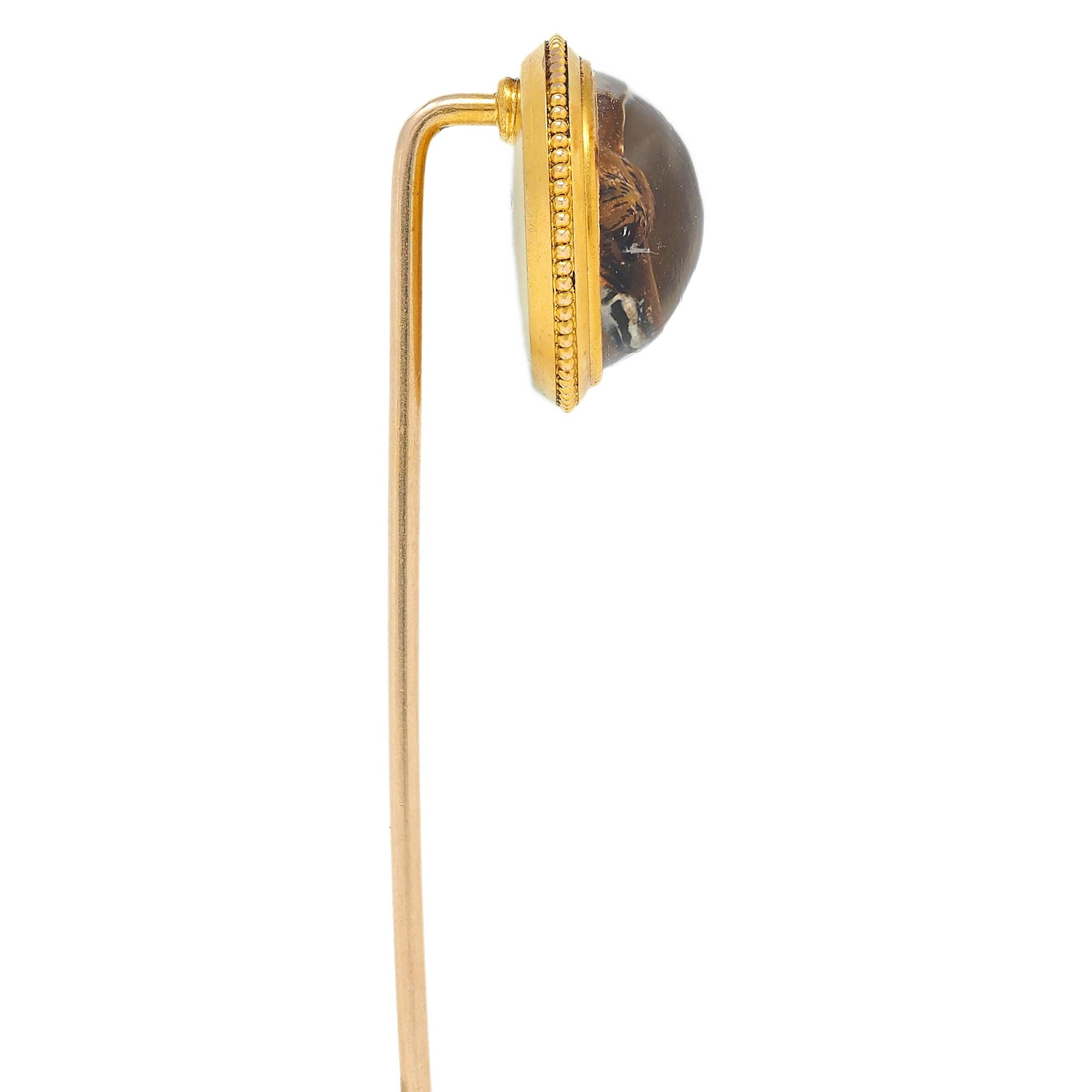 Tiffany & Co. Edwardian Essex Crystal Quartz 14K Gold Antique Fox Stickpin