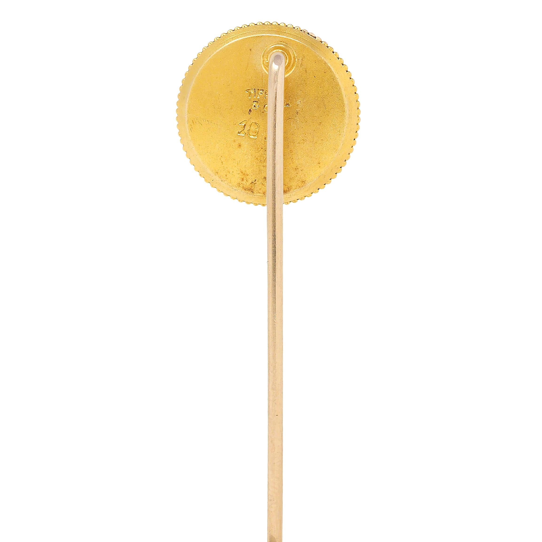 Tiffany & Co. Edwardian Essex Crystal Quartz 14K Gold Antique Fox Stickpin