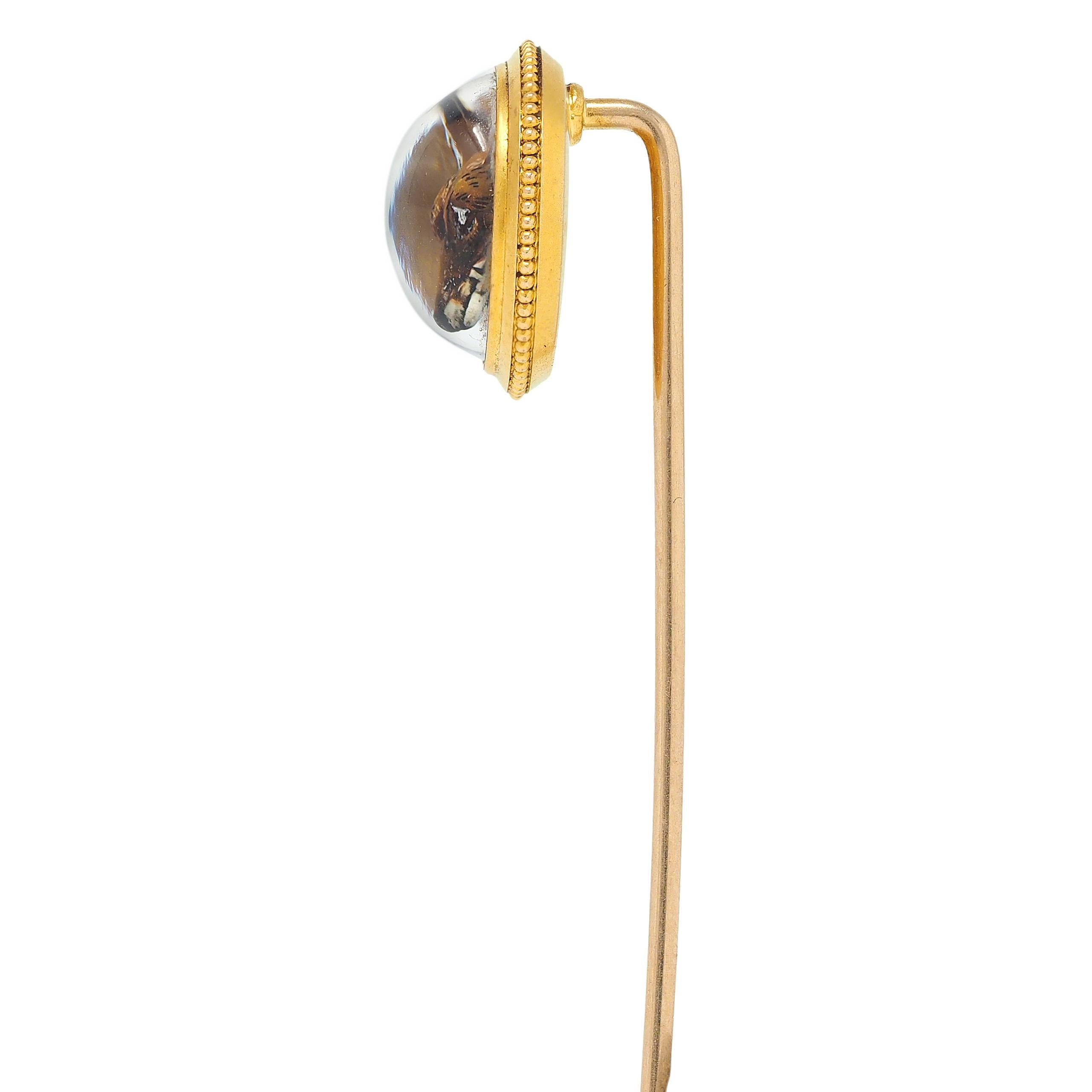 Tiffany & Co. Edwardian Essex Crystal Quartz 14K Gold Antique Fox Stickpin