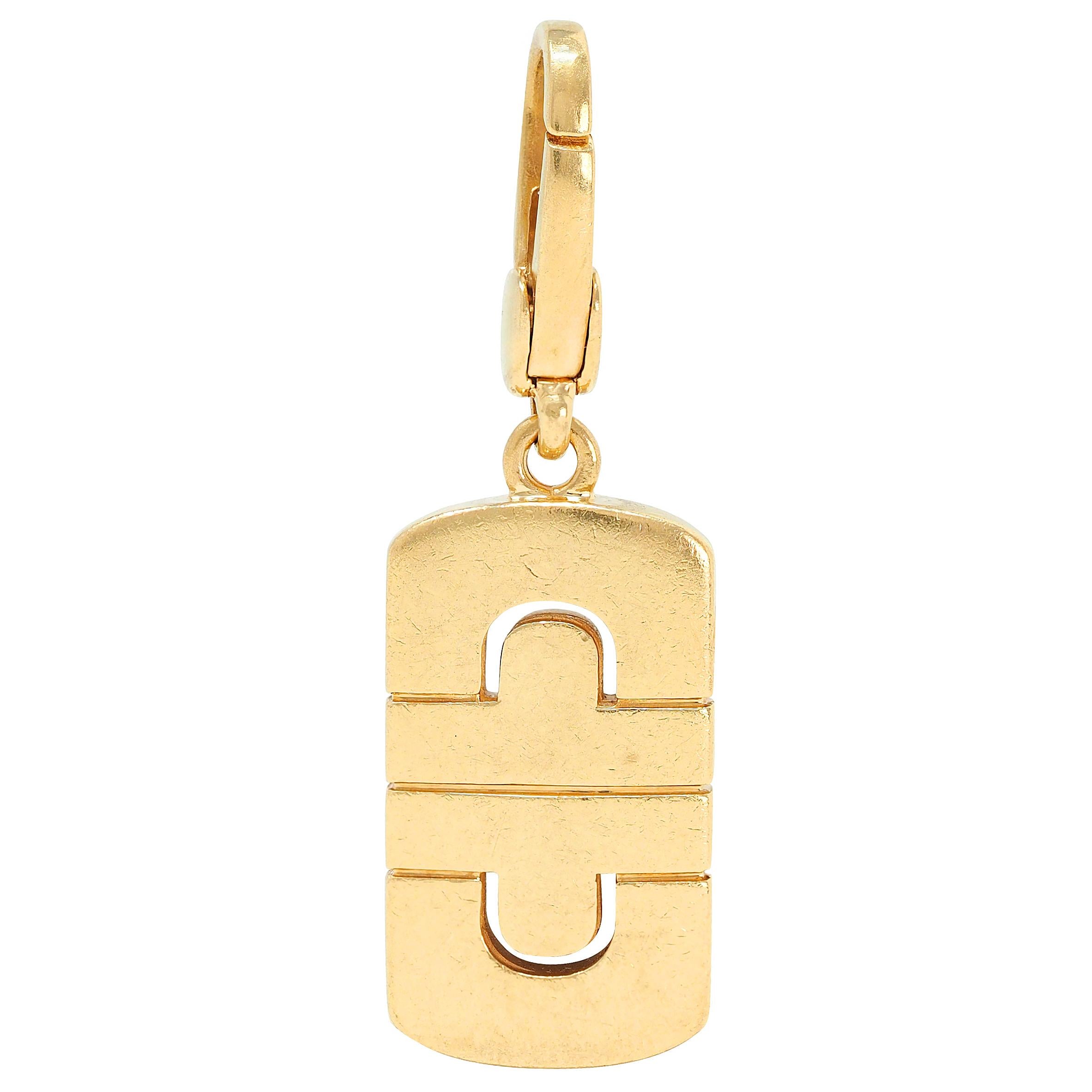 Bulgari 1990's 18 Karat Yellow Gold Vintage Parentesi Pendant Charm