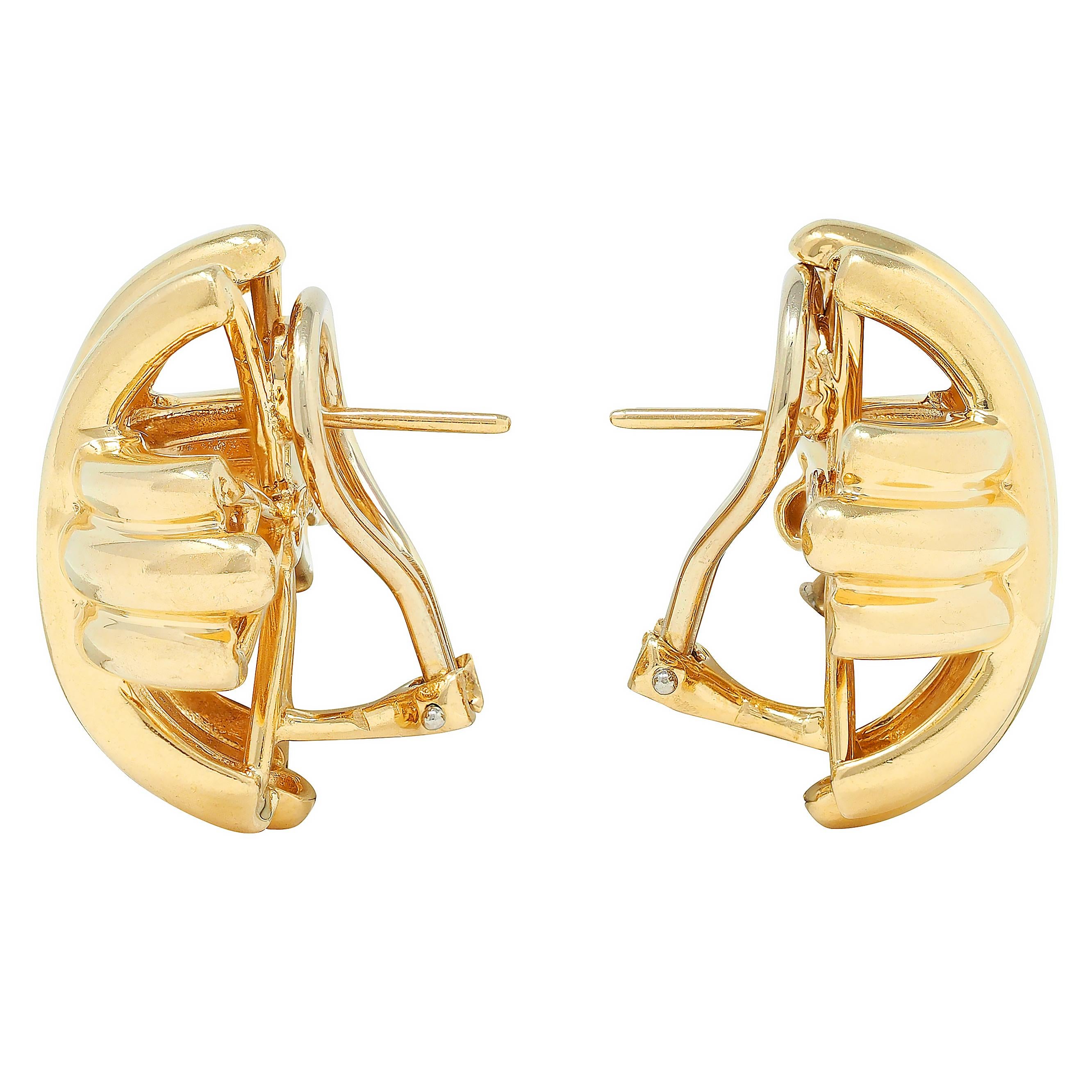 Tiffany & Co. 1990's 18 Karat Yellow Gold Vintage X Kiss Signature Earrings