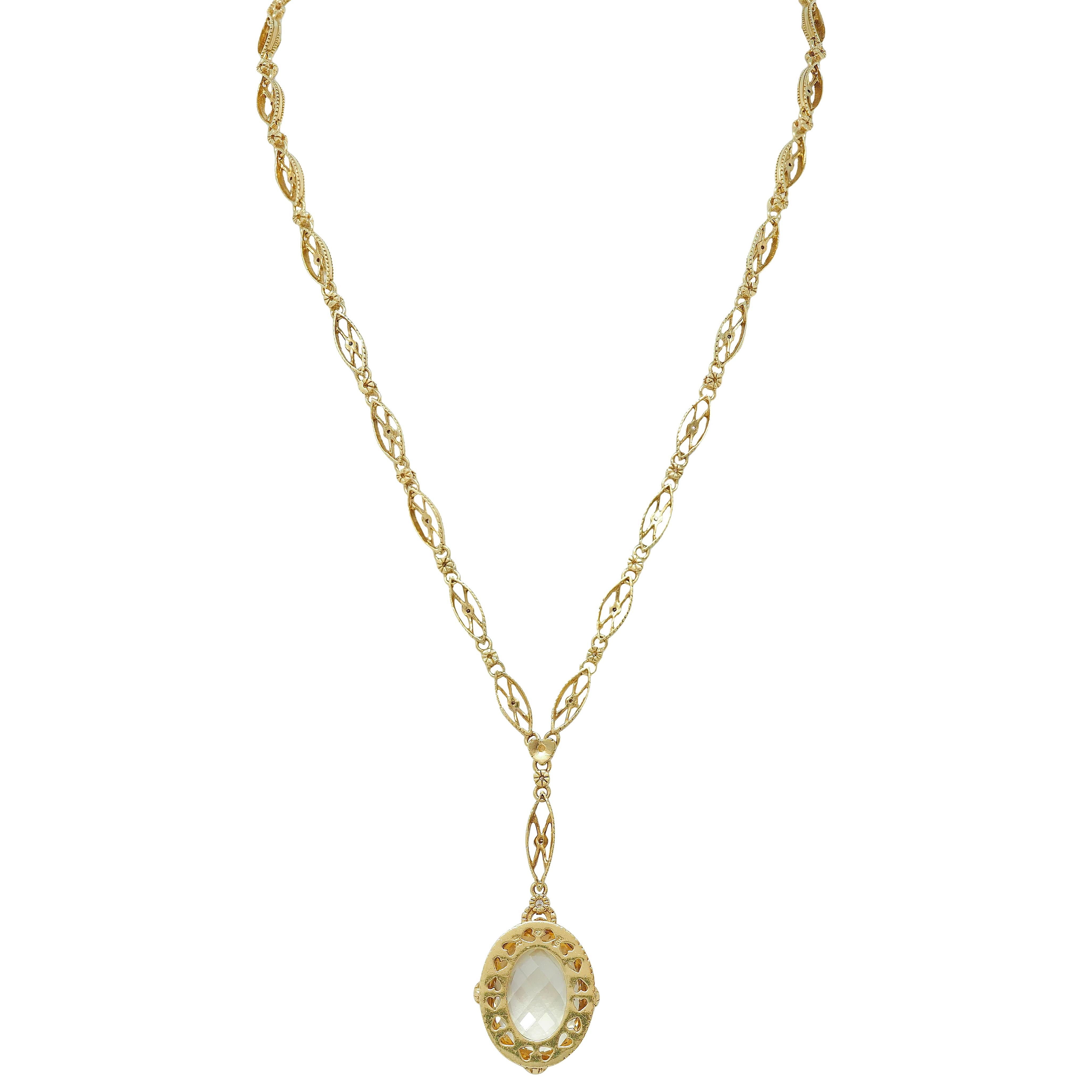 Judith Ripka 2000's Canary Quartz Diamond 18 Karat Gold Sautoir Drop Necklace