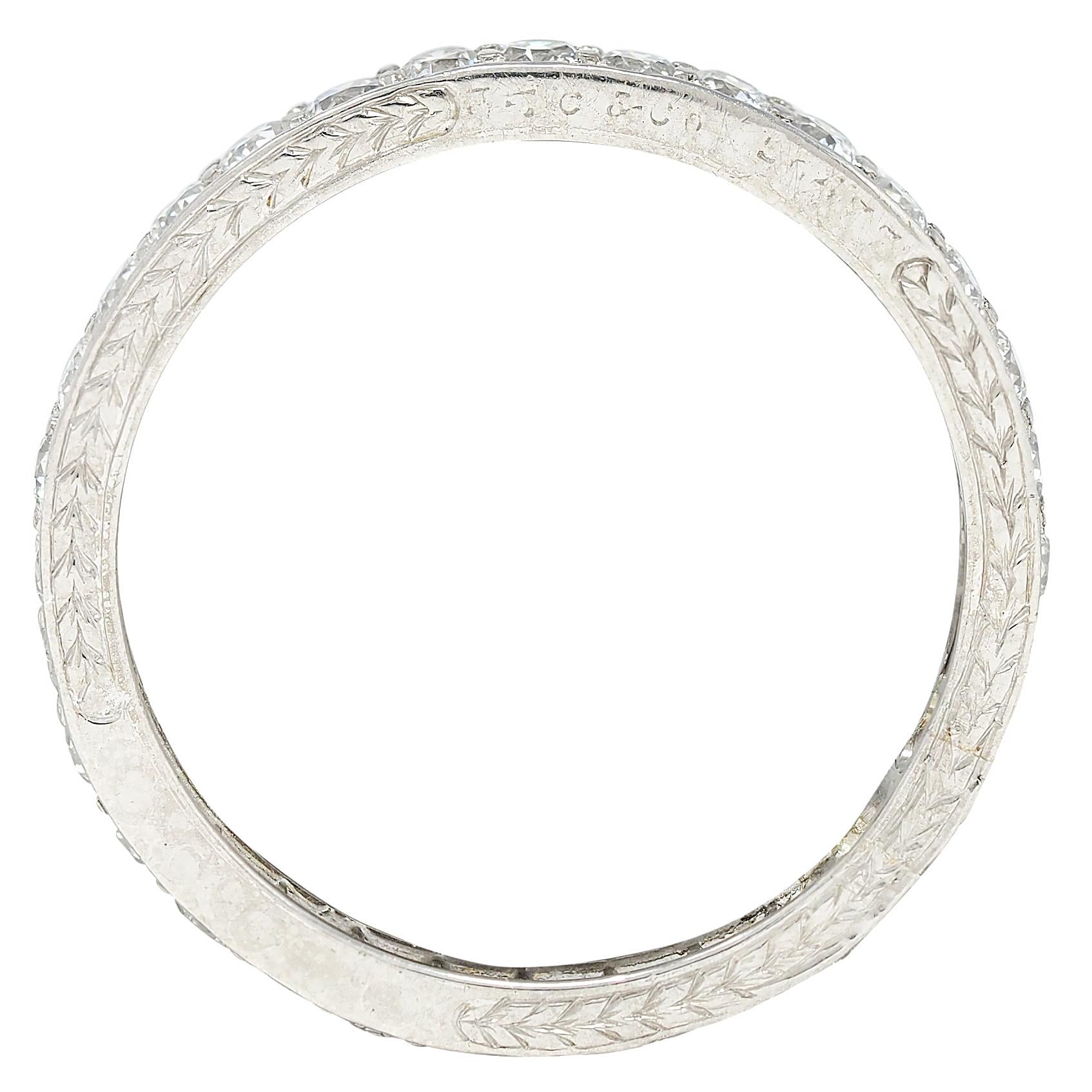 Caldwell Art Deco European Diamond Platinum Vintage Eternity Wedding Band Ring