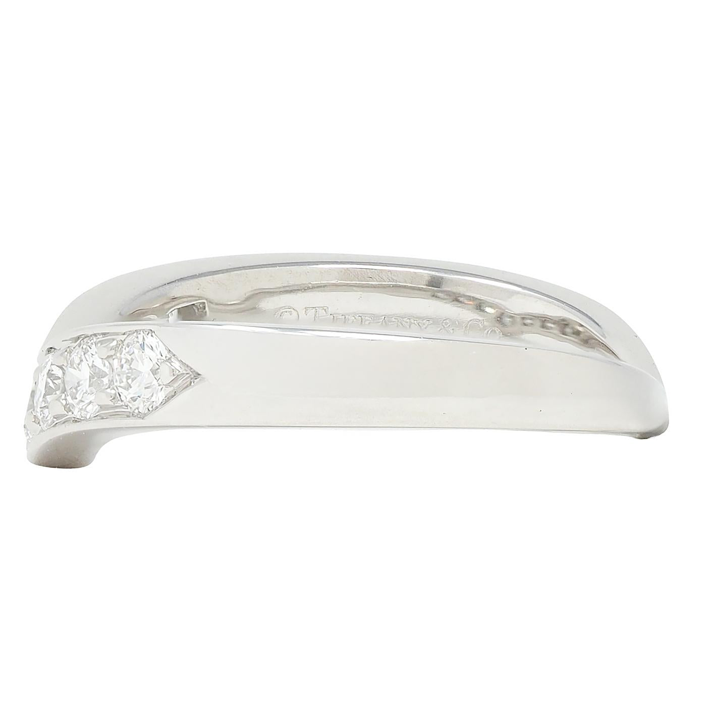 Tiffany & Co. Contemporary Diamond Platinum Chevron V Band Ring