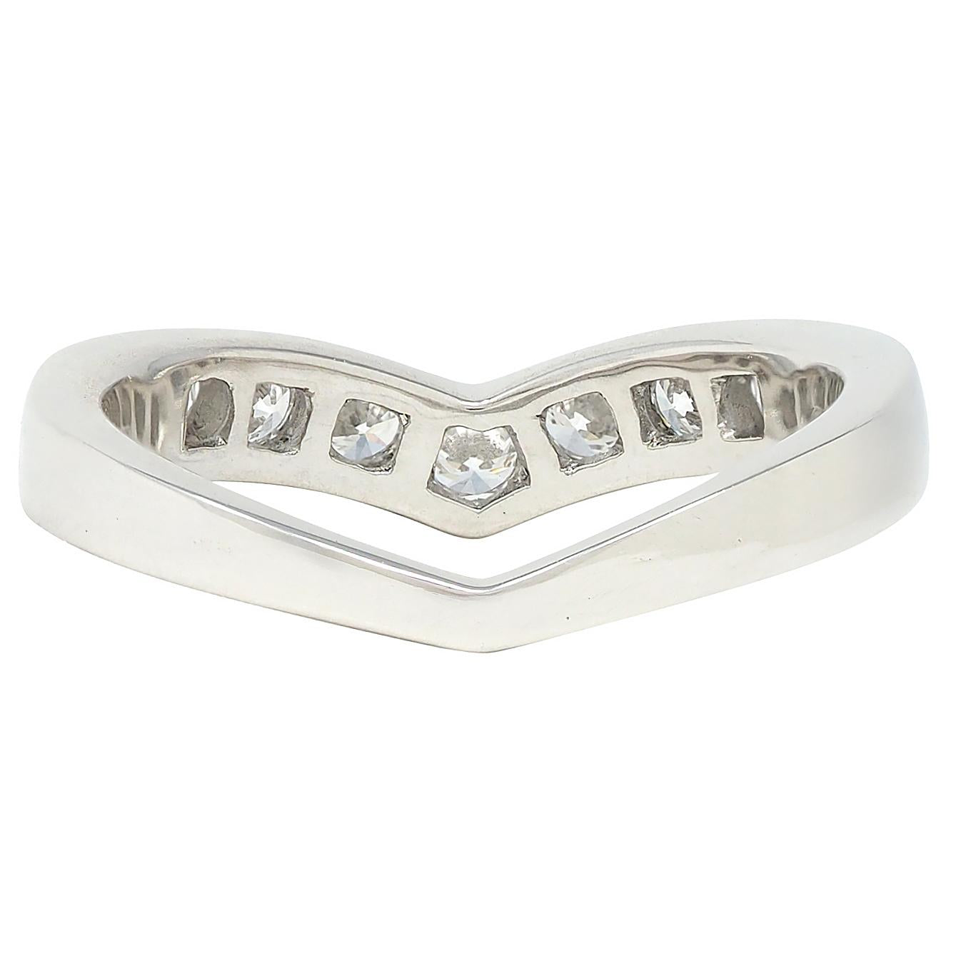 Tiffany & Co. Contemporary Diamond Platinum Chevron V Band Ring