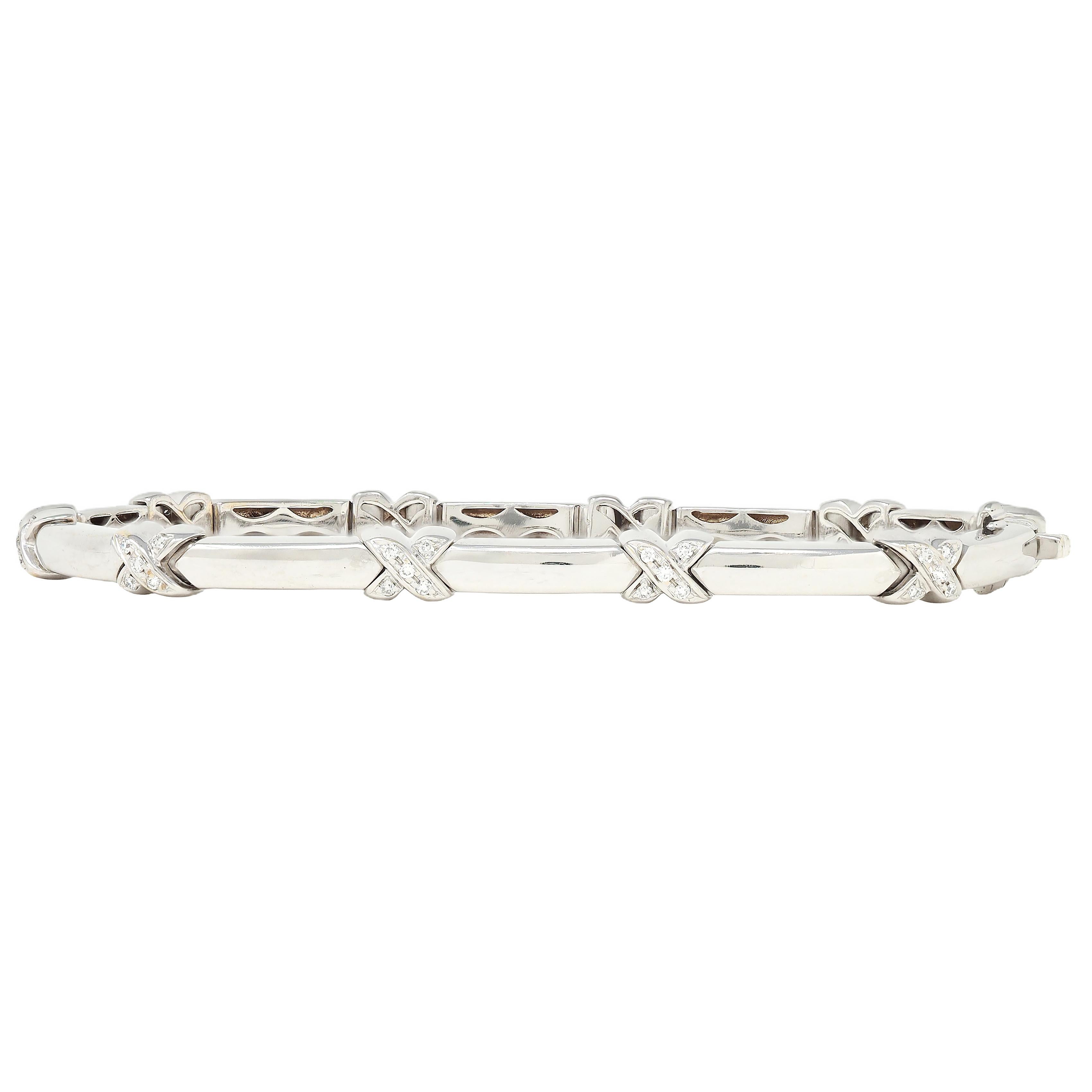 Tiffany & Co. 2000's 0.50 Diamond 18 Karat White Gold X Link Bracelet