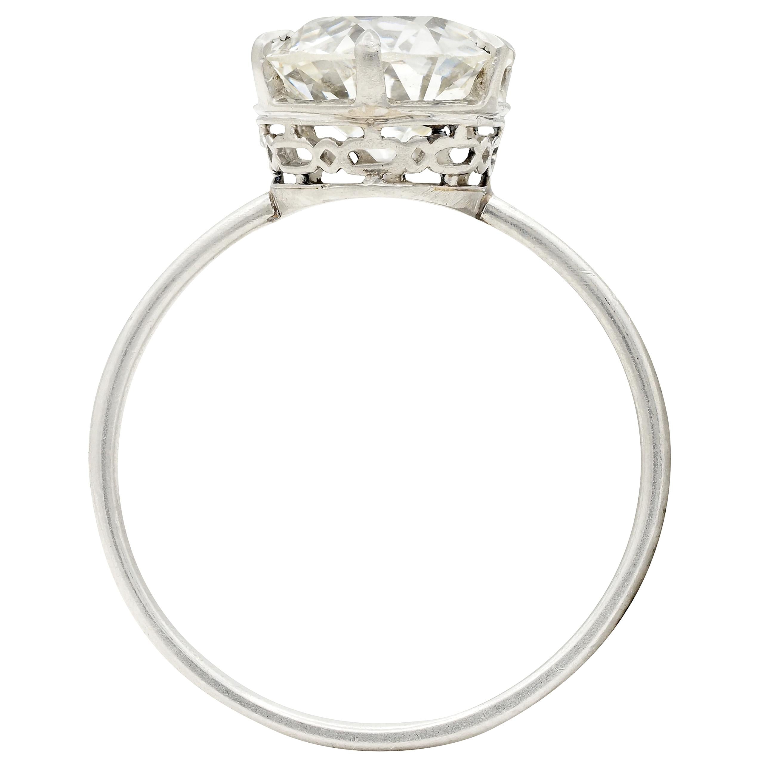 Art Deco 2.29 CTW Diamond Platinum Vintage Solitaire Engagement Ring GIA