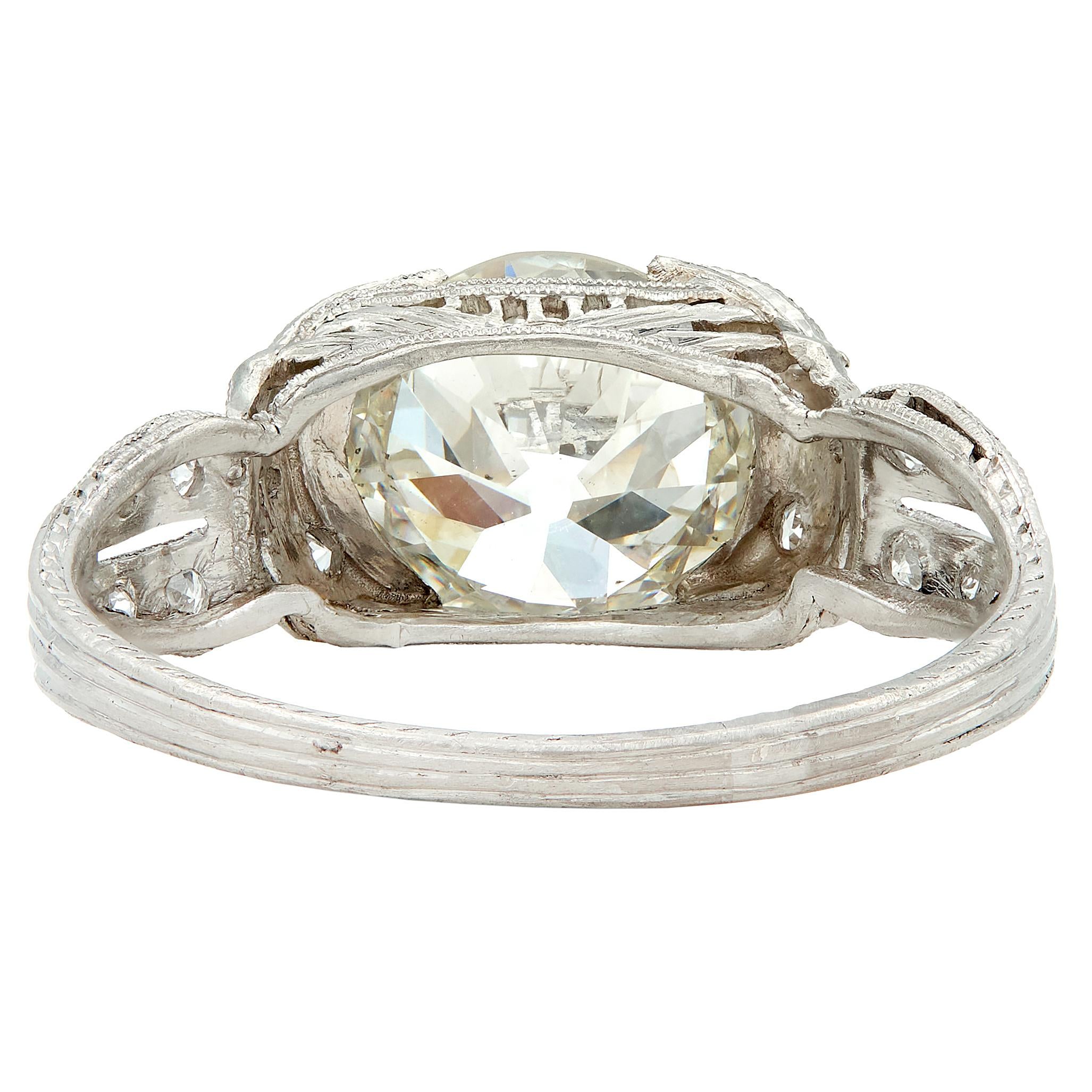 Belle Epoque Old European Diamond Platinum Butterfly Antique Engagement Ring GIA