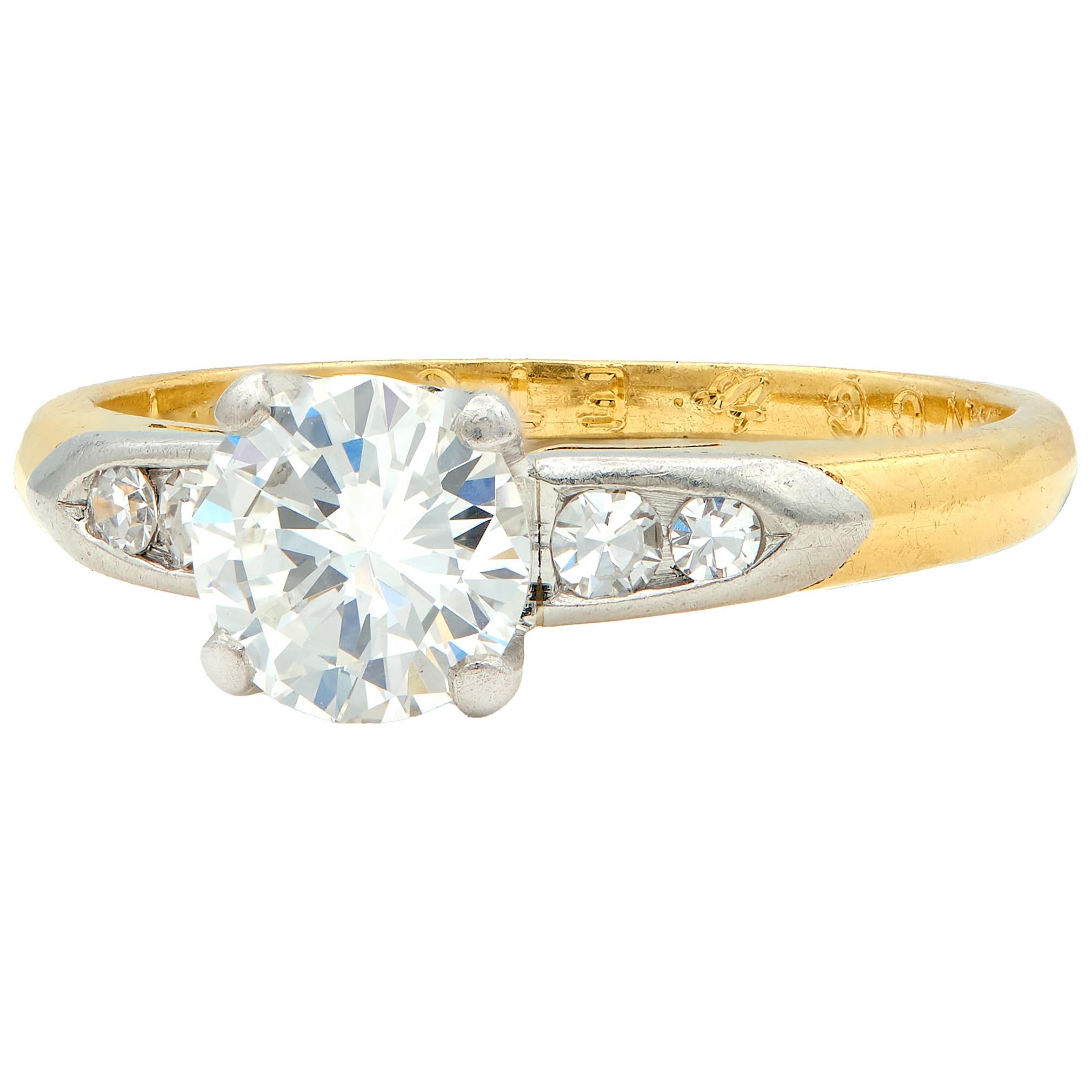 Cartier 0.73 CTW Transitional Cut Diamond Platinum 18K Gold Engagement Ring