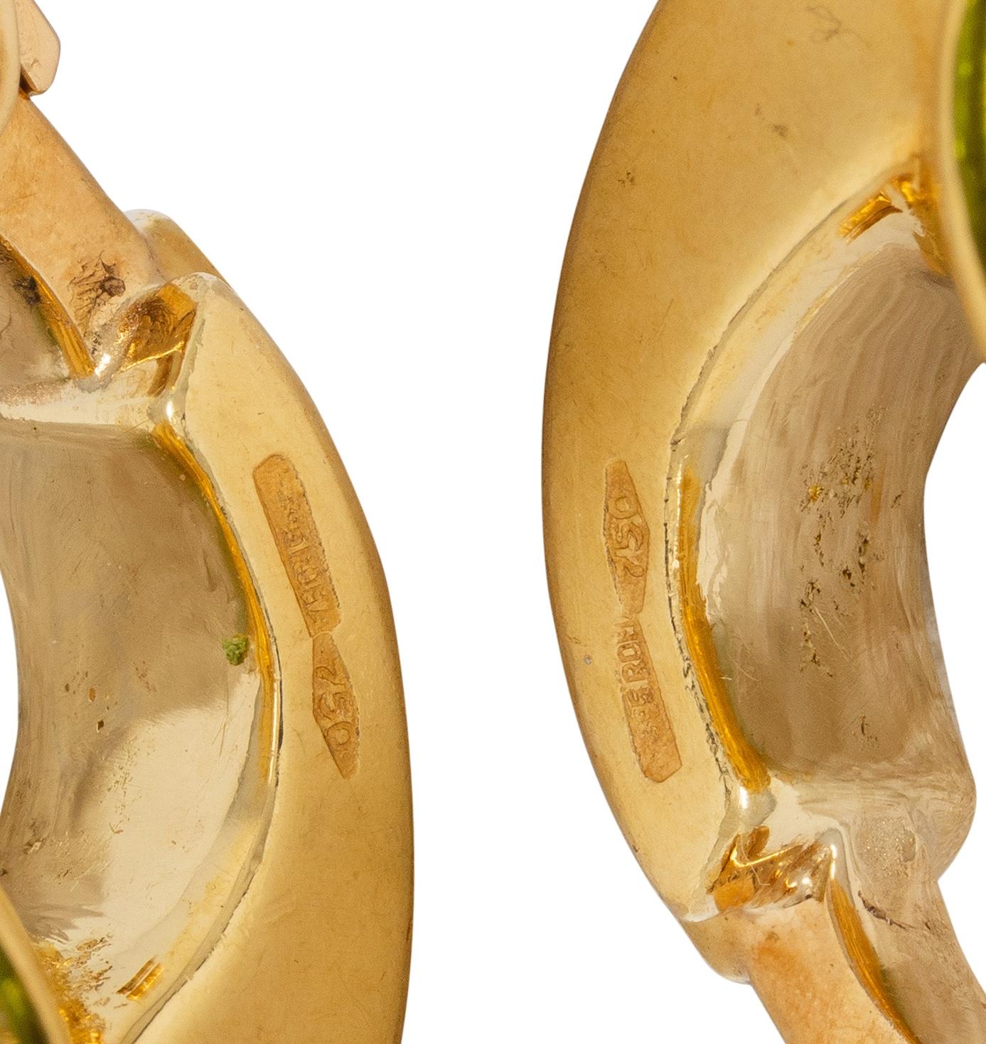 Bulgari 1980's Peridot 18 Karat Yellow Gold Vintage Spike Ear-Clip Earrings