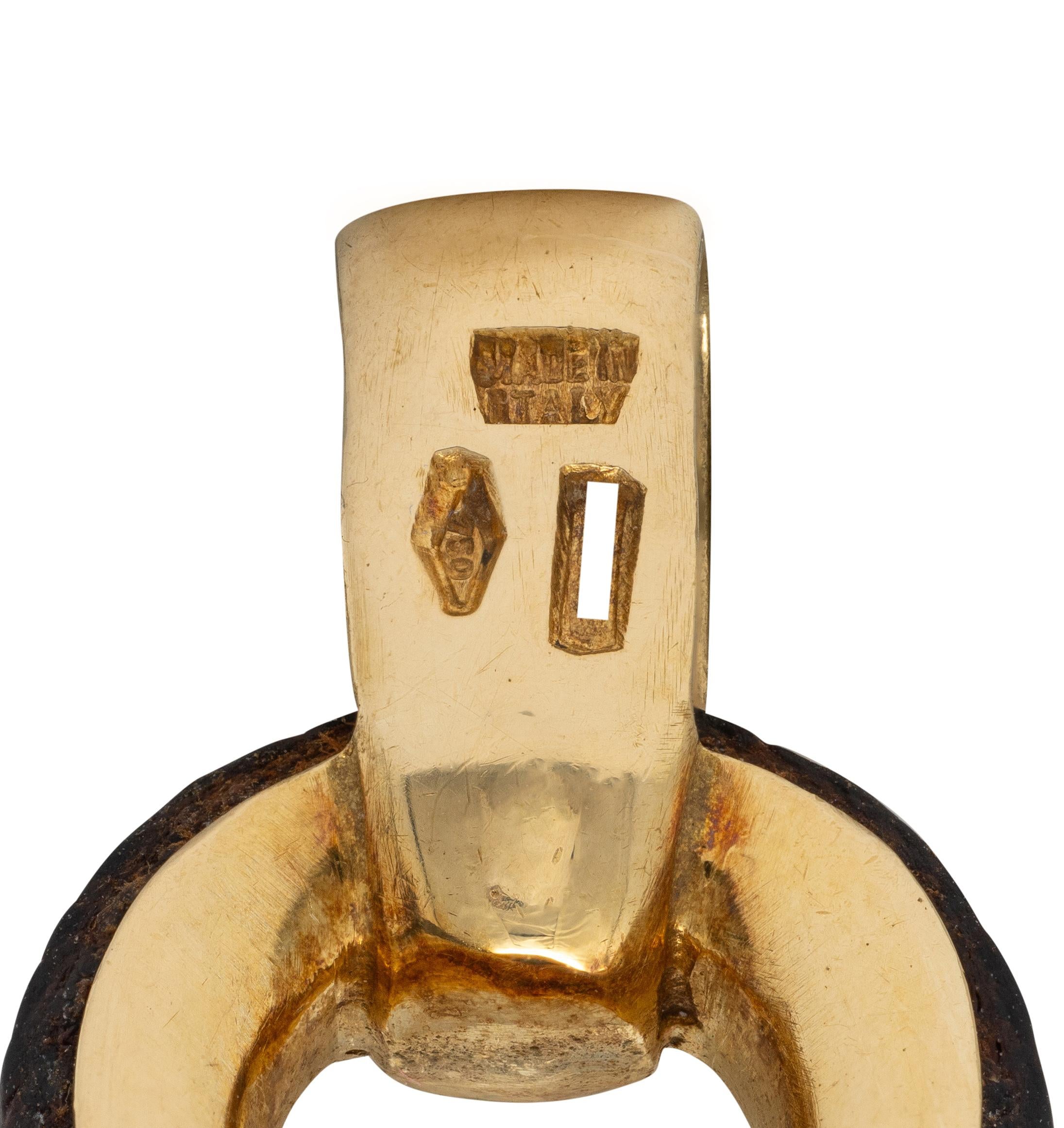 Bulgari 18K Yellow White Gold Pisces Zodiac Vintage Leather Pendant Necklace