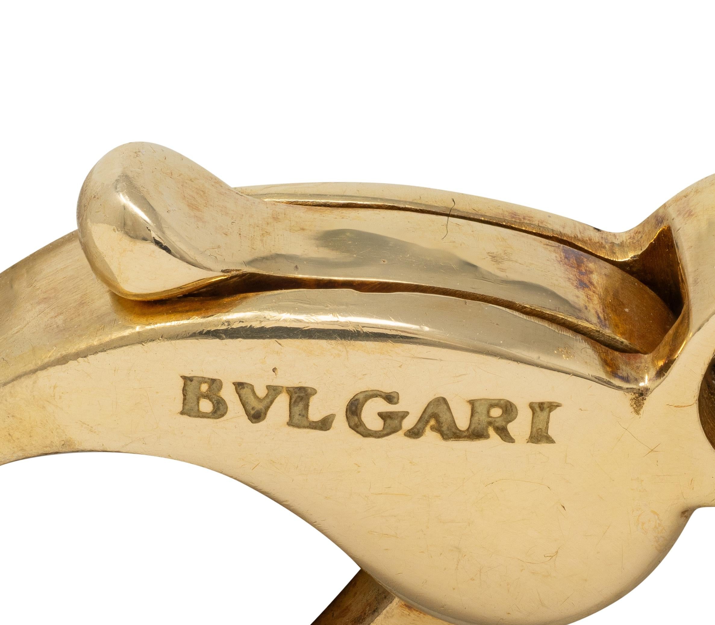 Bulgari 18K Yellow White Gold Pisces Zodiac Vintage Leather Pendant Necklace