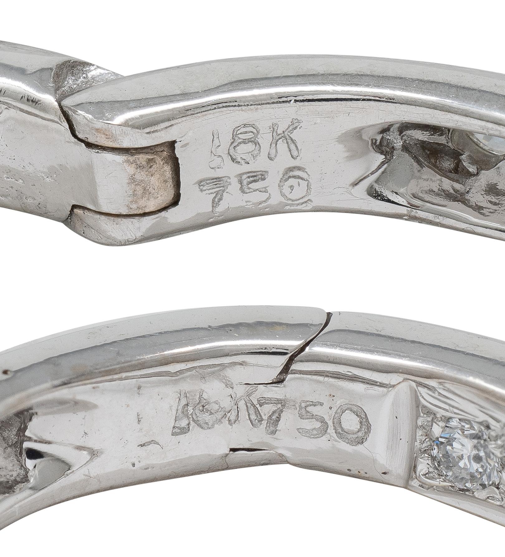 Contemporary 0.66 CTW Diamond 18 Karat White Gold Heart Hoop Earrings