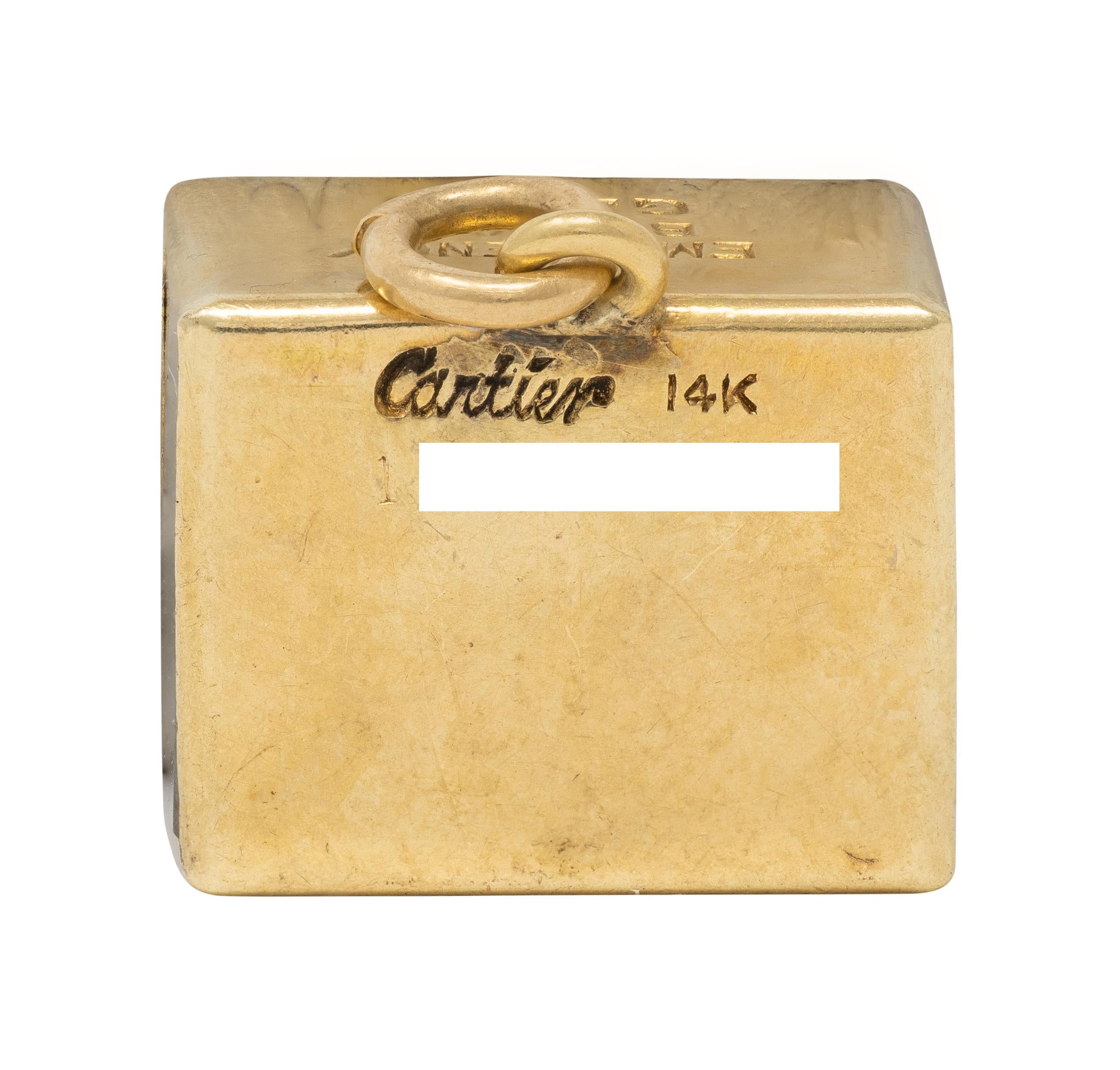 Cartier 14K Yellow Gold Retro 1940's IN EMERGENCY BREAK GLASS Dollar Bill Charm