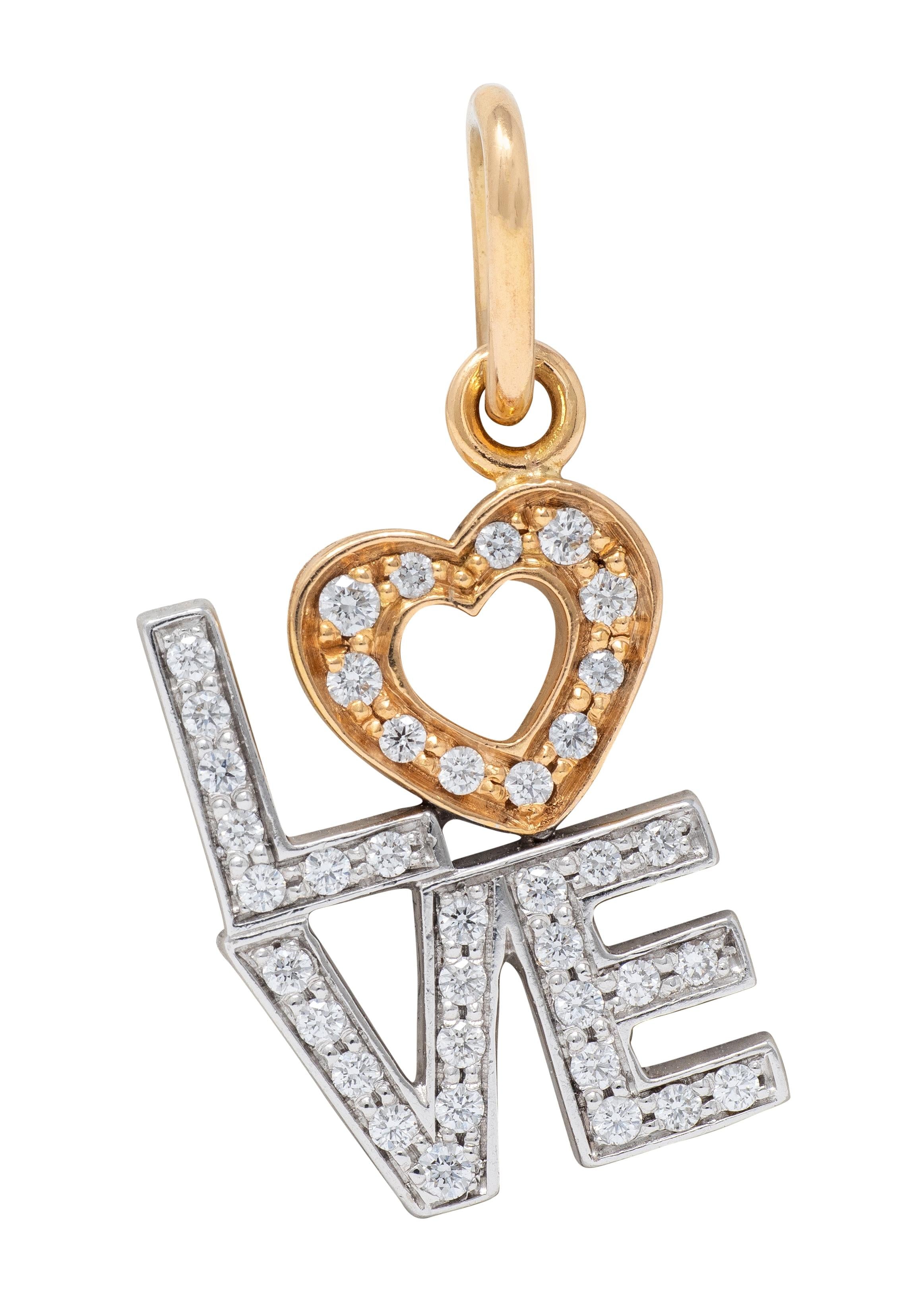 Tiffany & Co. 2000's Diamond 18 Karat Two-Tone Gold Love Charm