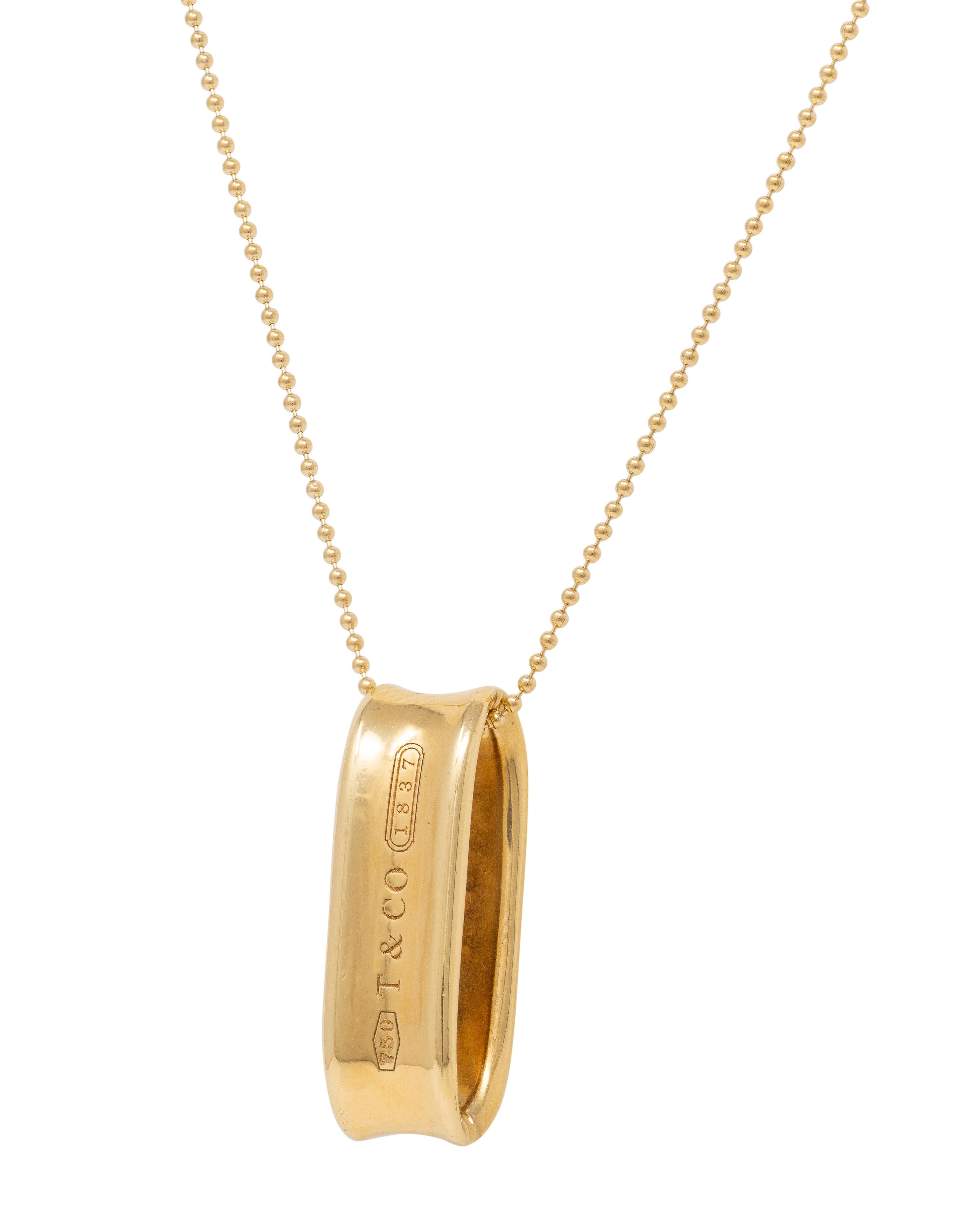 Tiffany & Co. 1990's 18 Karat Yellow Gold 1837 Loop Vintage Pendant Necklace