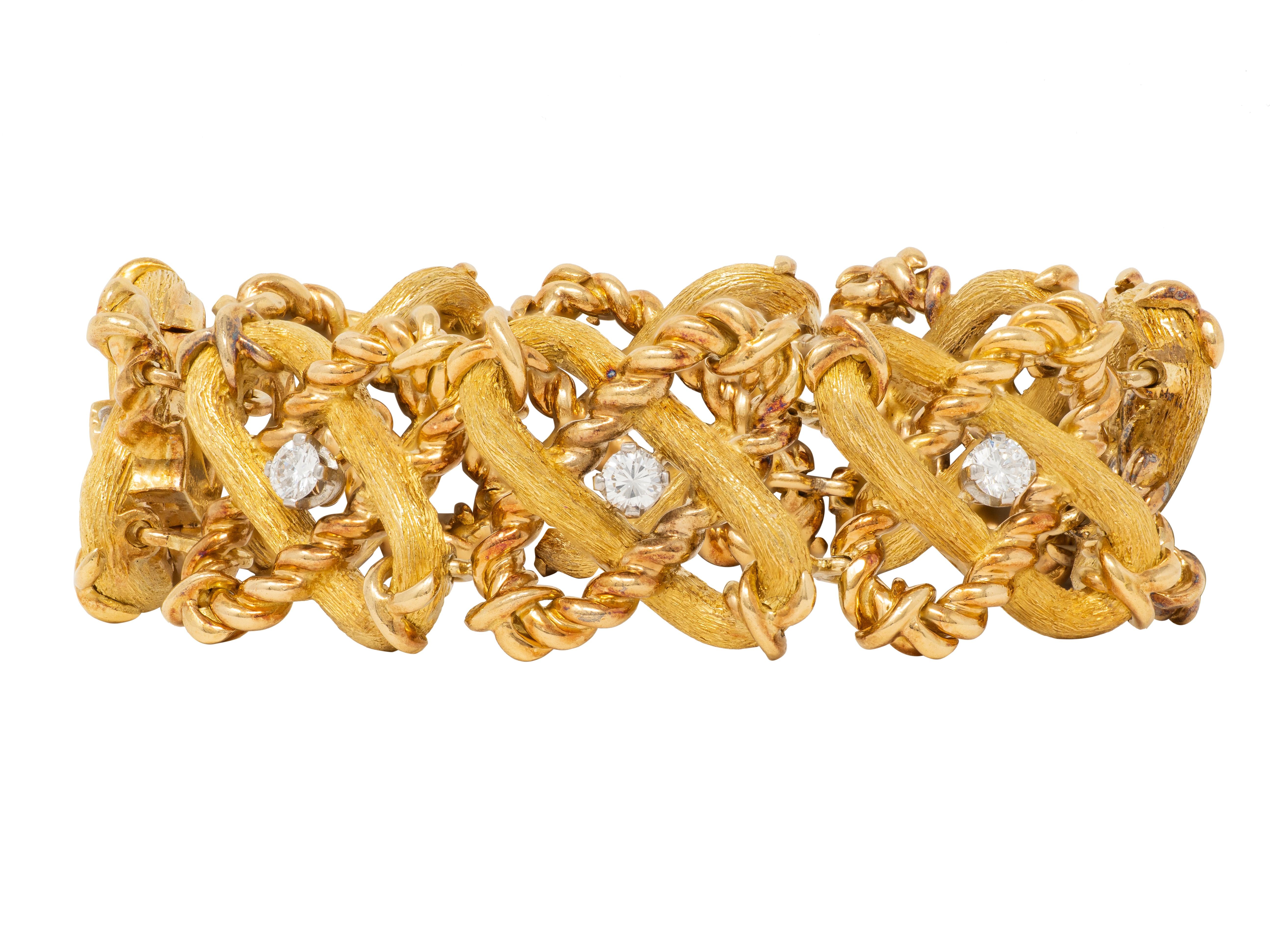 Jean Schlumberger Tiffany & Co. French 1960's Diamond 18K Gold Vintage Bracelet